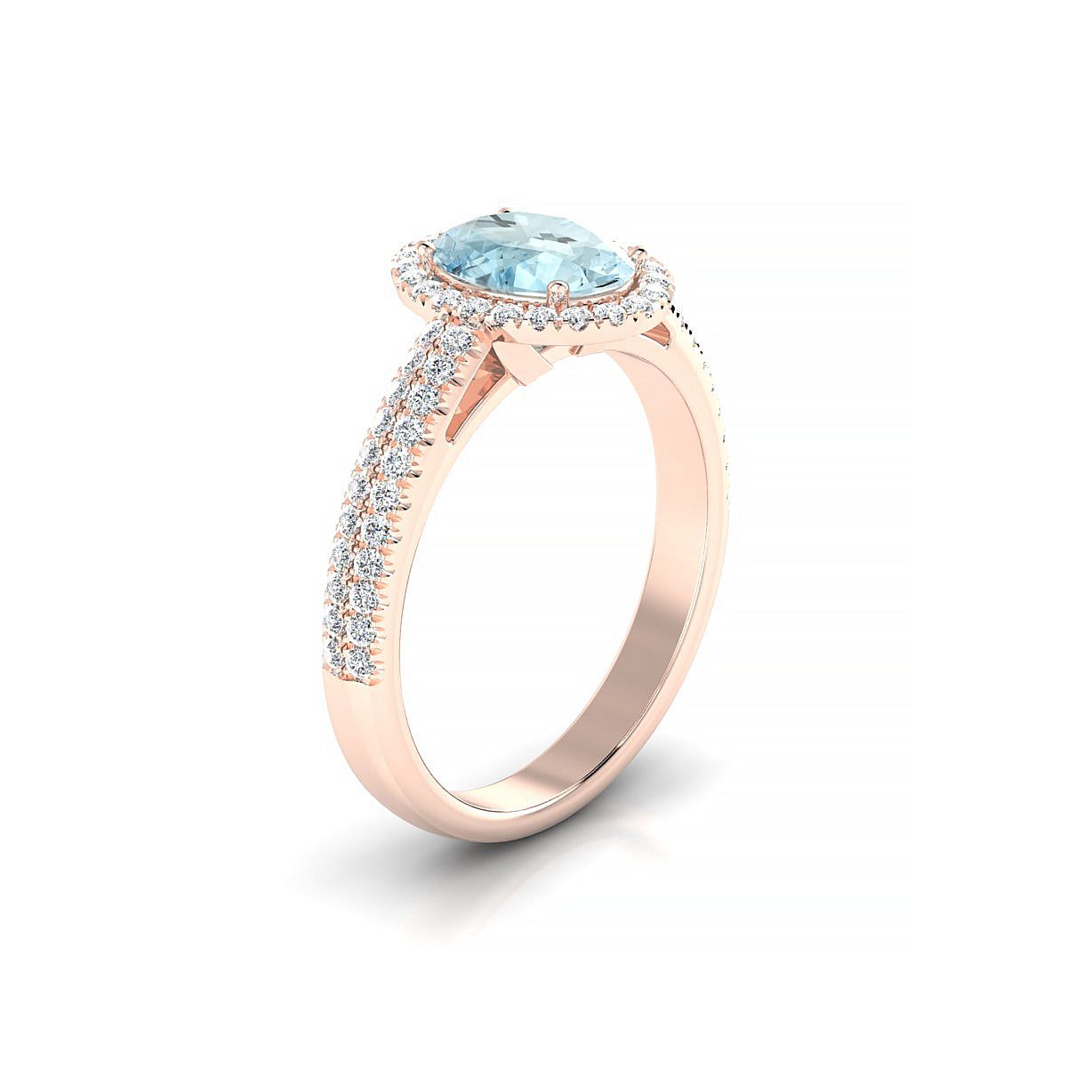 Celeste | 18k Rose Gold 8 x 6 mm Oval Aquamarine Ring