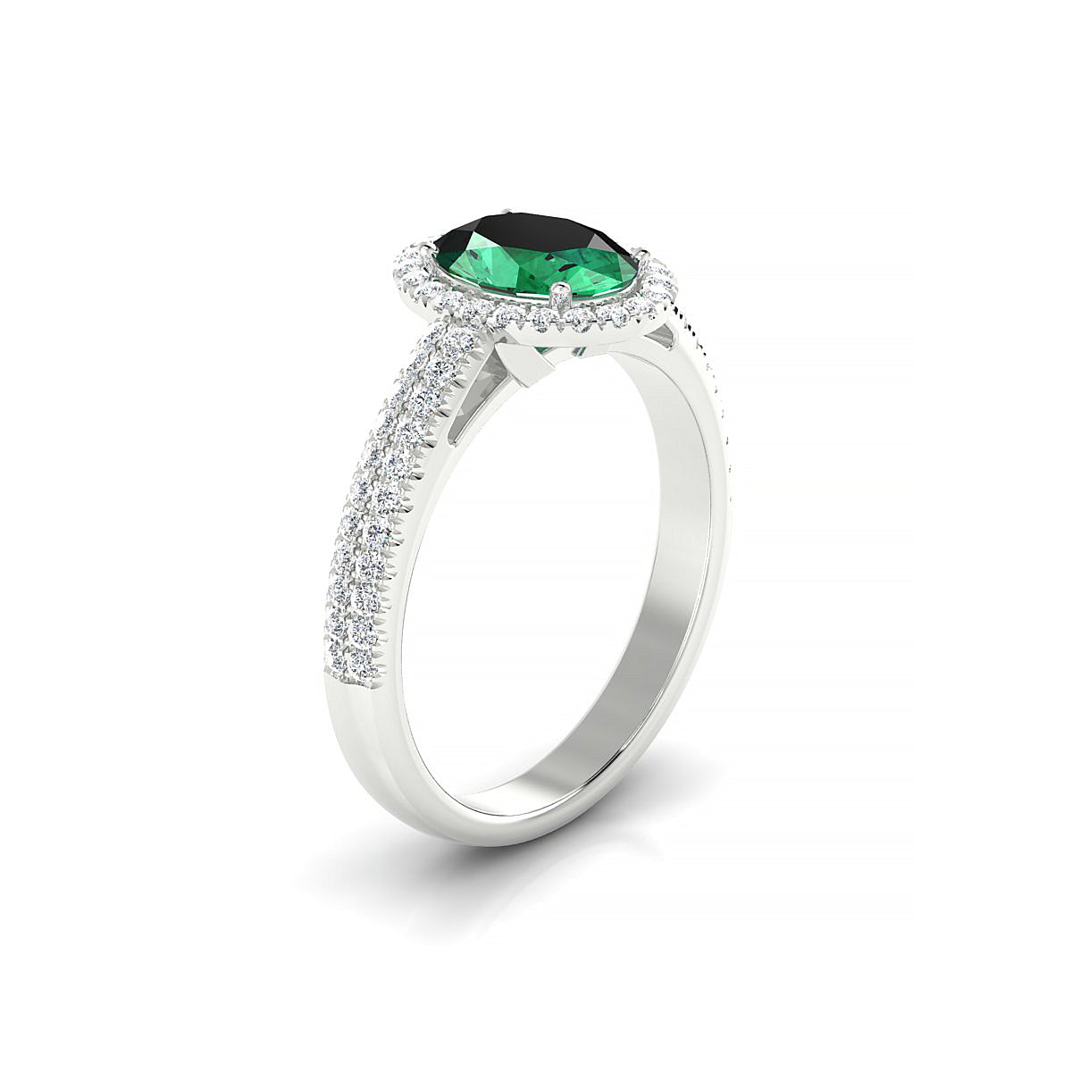 Celeste | 18k White Gold 8 x 6 mm Oval Emerald Ring