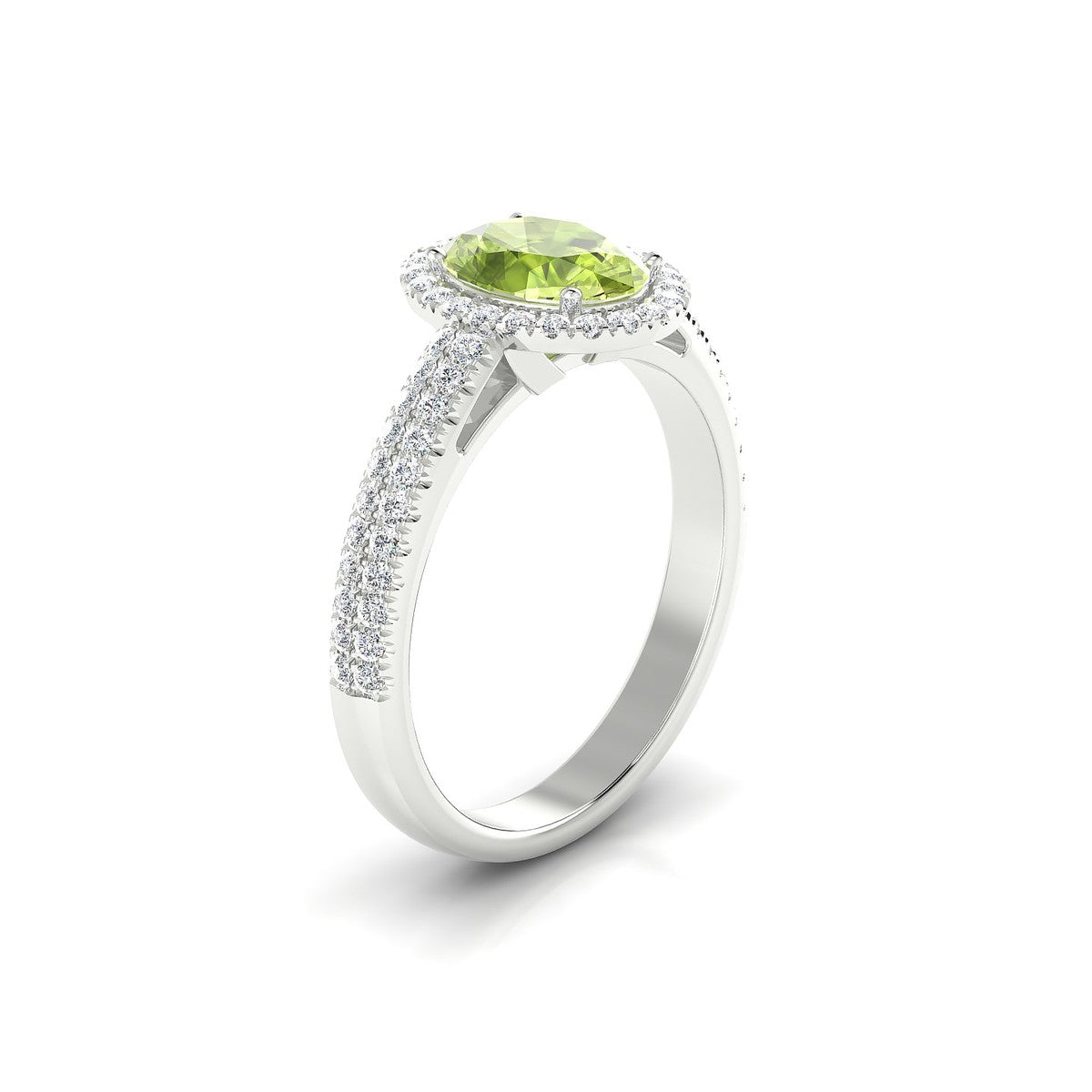 Celeste | 18k White Gold 8 x 6 mm Oval Peridot Ring