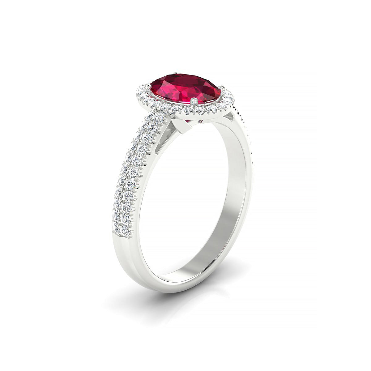 Celeste | 18k White Gold 8 x 6 mm Oval Ruby Ring