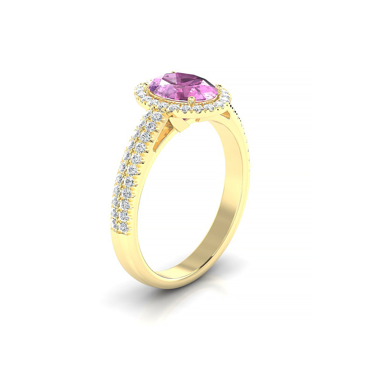 Celeste | 18k Yellow Gold 8 x 6 mm Oval Pink Sapphire Ring