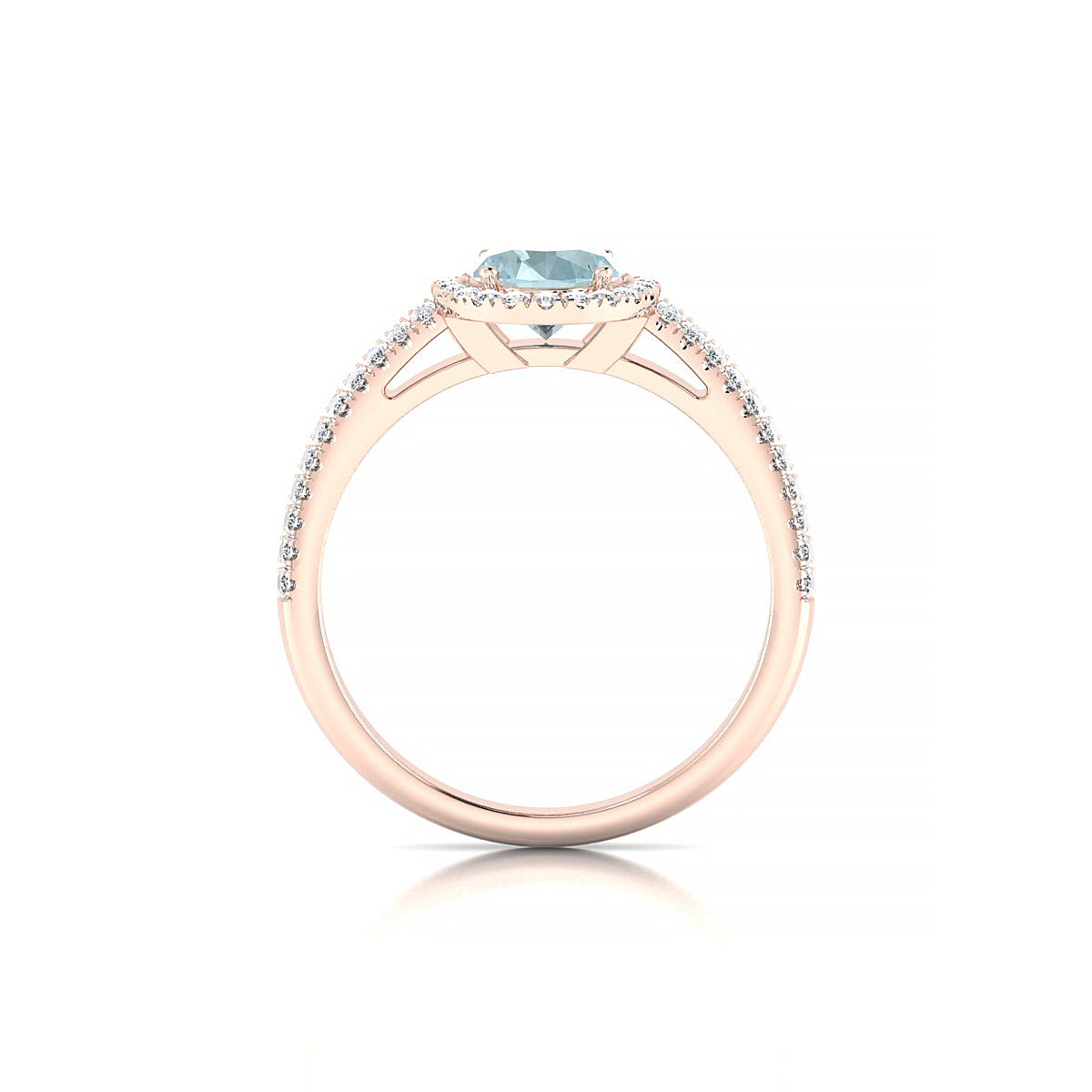 Celeste | 18k Rose Gold 8 x 6 mm Oval Aquamarine Ring