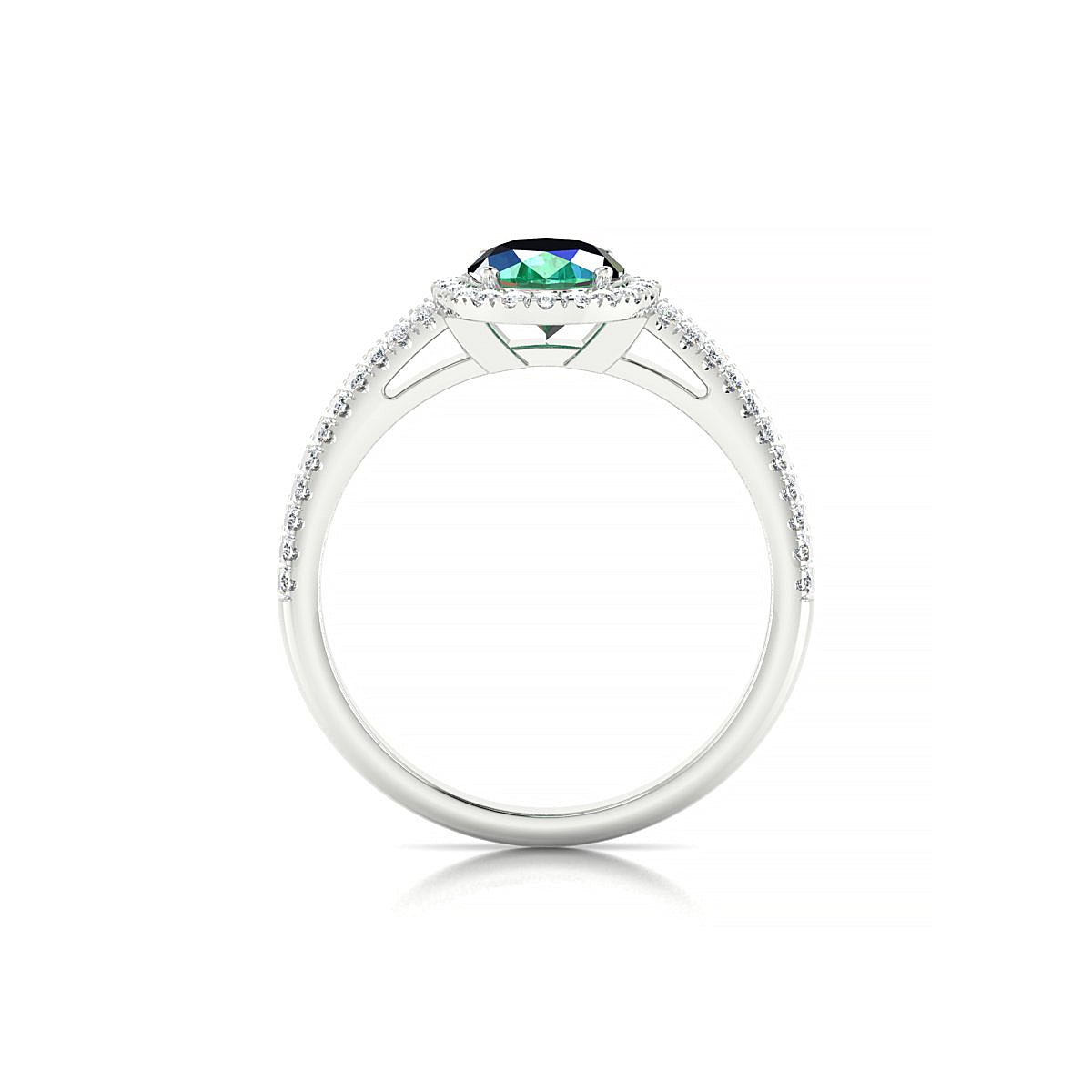 Celeste | 18k White Gold 8 x 6 mm Oval Emerald Ring