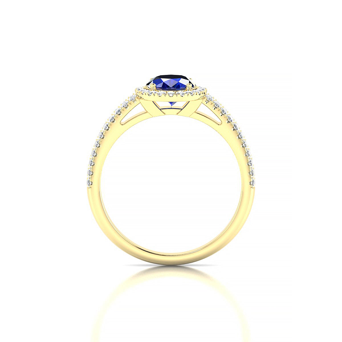 Celeste | 18k Yellow Gold 8 x 6 mm Oval Sapphire Ring
