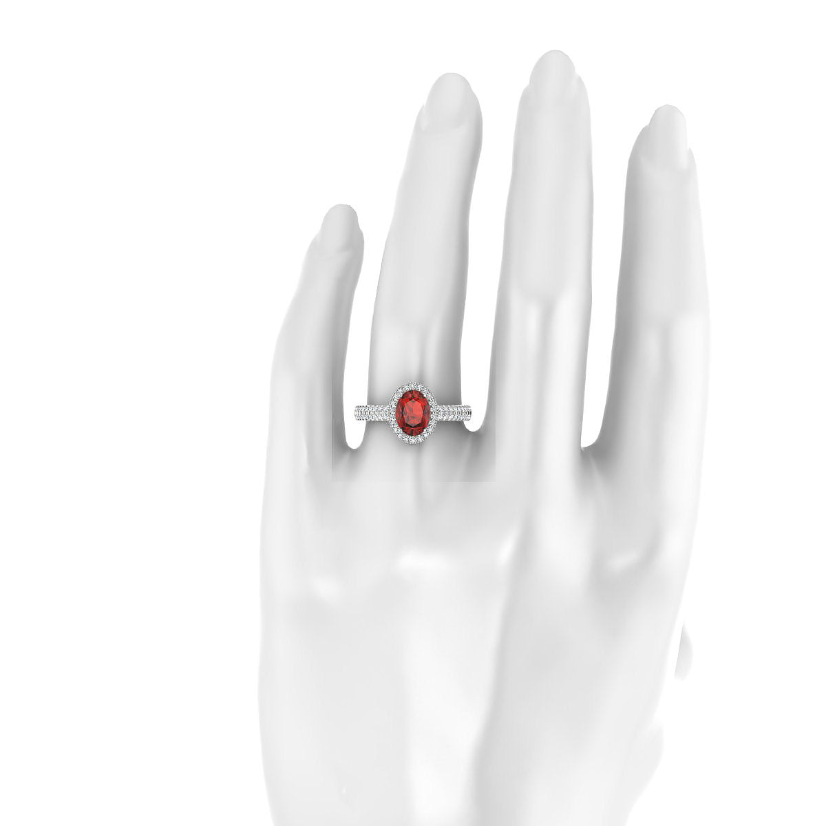 Celeste | 18k White Gold 8 x 6 mm Oval Garnet Ring