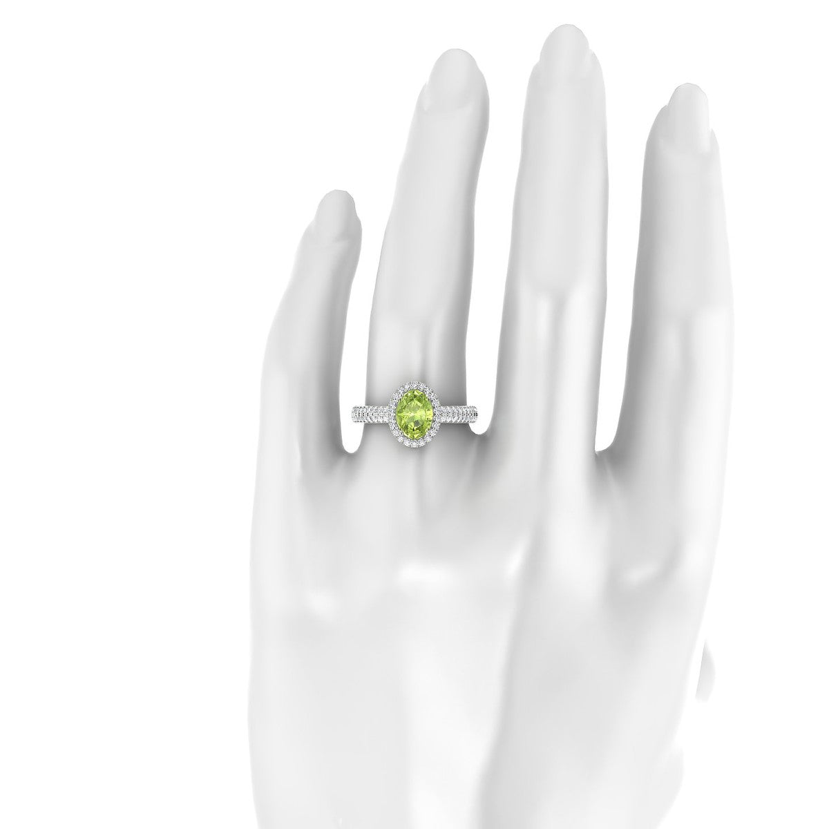 Celeste | 18k White Gold 8 x 6 mm Oval Peridot Ring