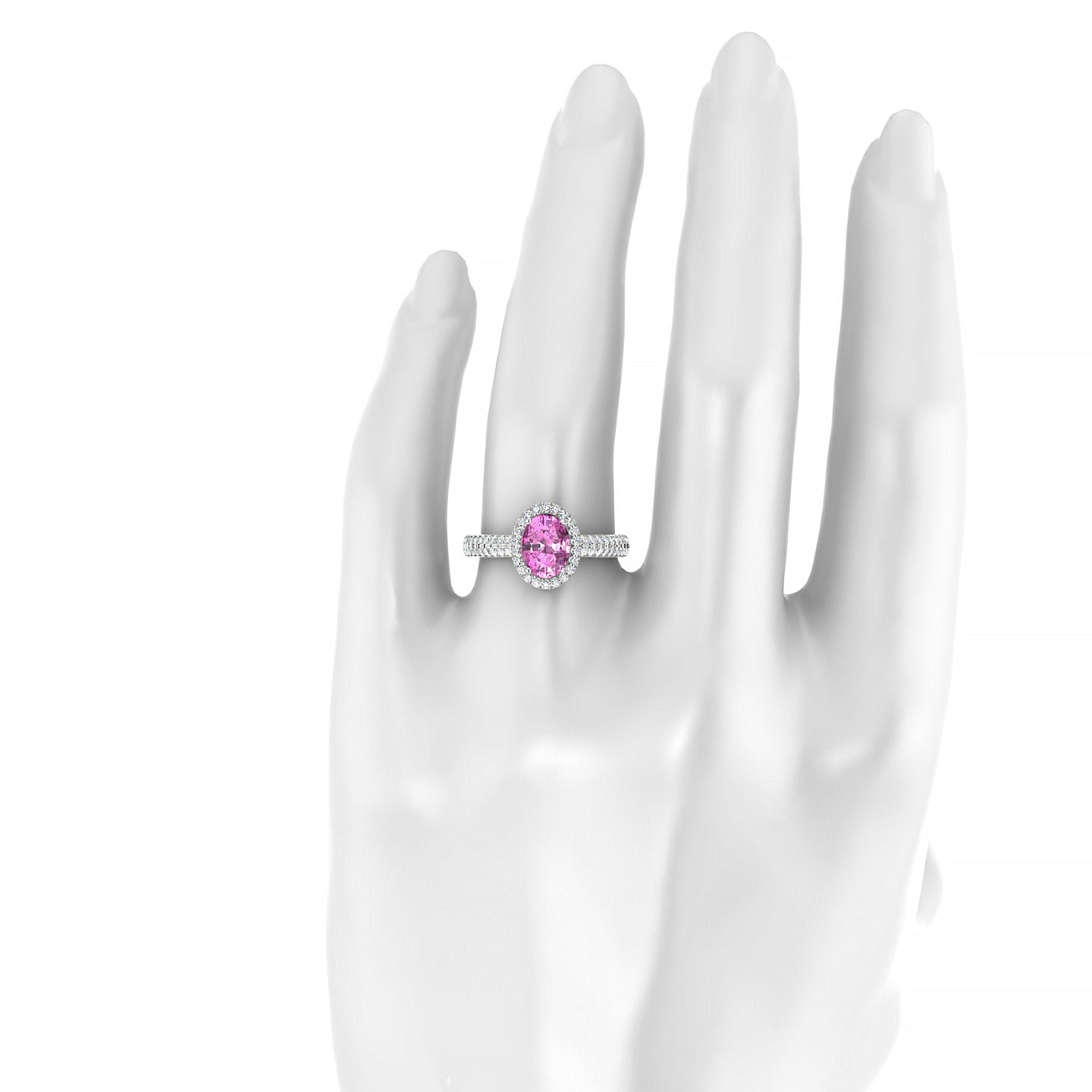 Celeste | 18k White Gold 8 x 6 mm Oval Pink Sapphire Ring