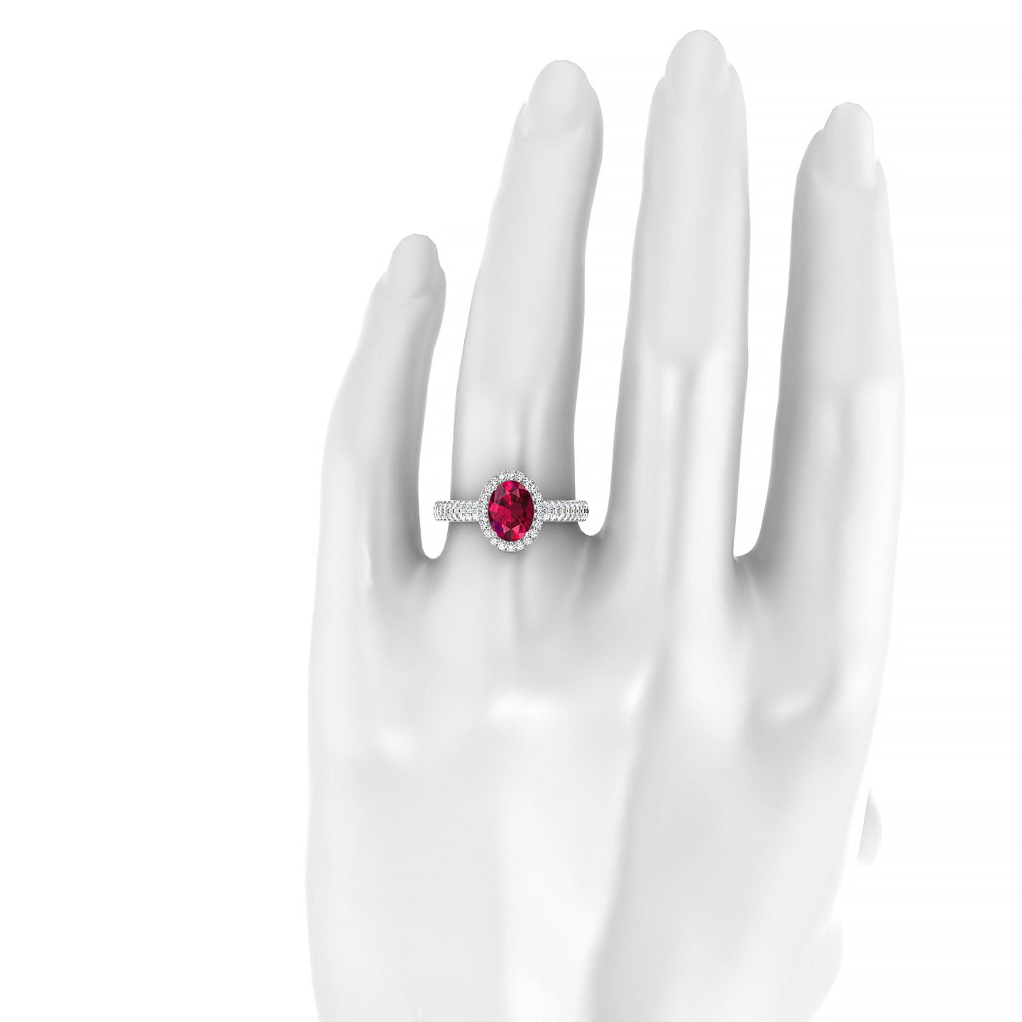 Celeste | 18k White Gold 8 x 6 mm Oval Ruby Ring