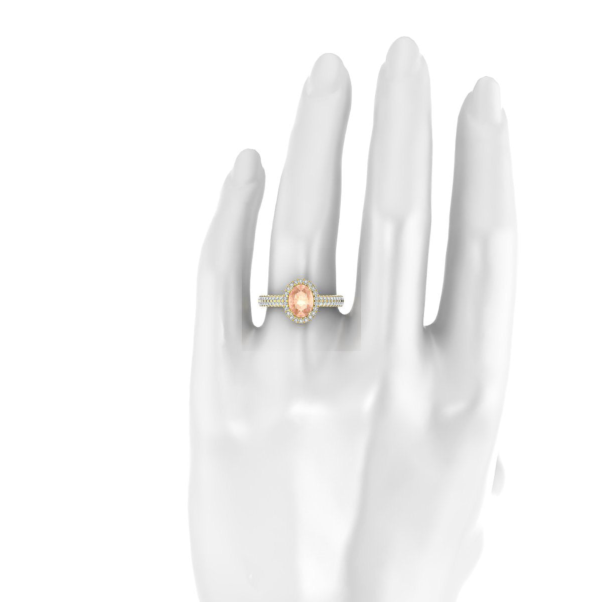 Celeste | 18k Yellow Gold 8 x 6 mm Oval Morganite Ring