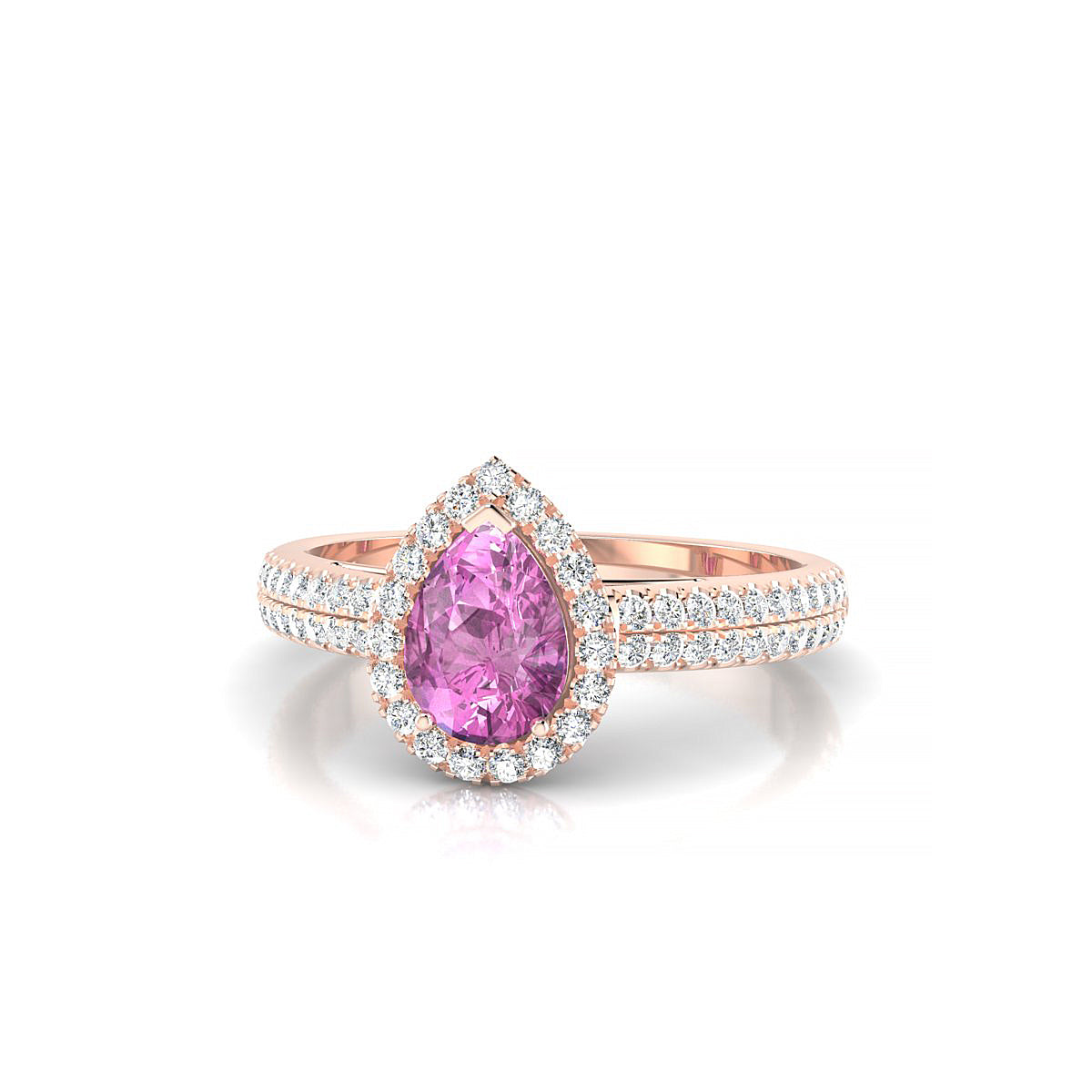 Celeste | 18k Rose Gold 7 x 5 mm Pear Pink Sapphire Ring