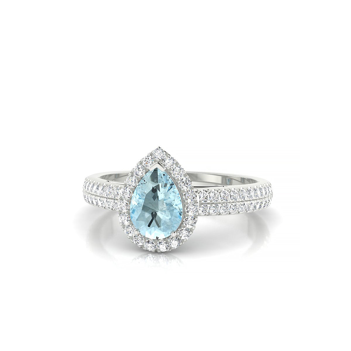Celeste | 18k White Gold 7 x 5 mm Pear Aquamarine Ring