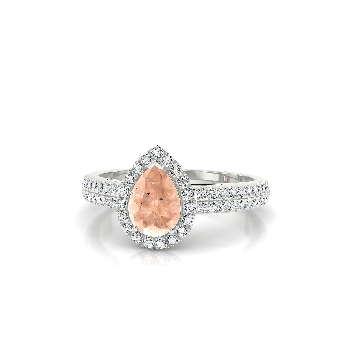 Celeste | 18k White Gold 7 x 5 mm Pear Morganite Ring
