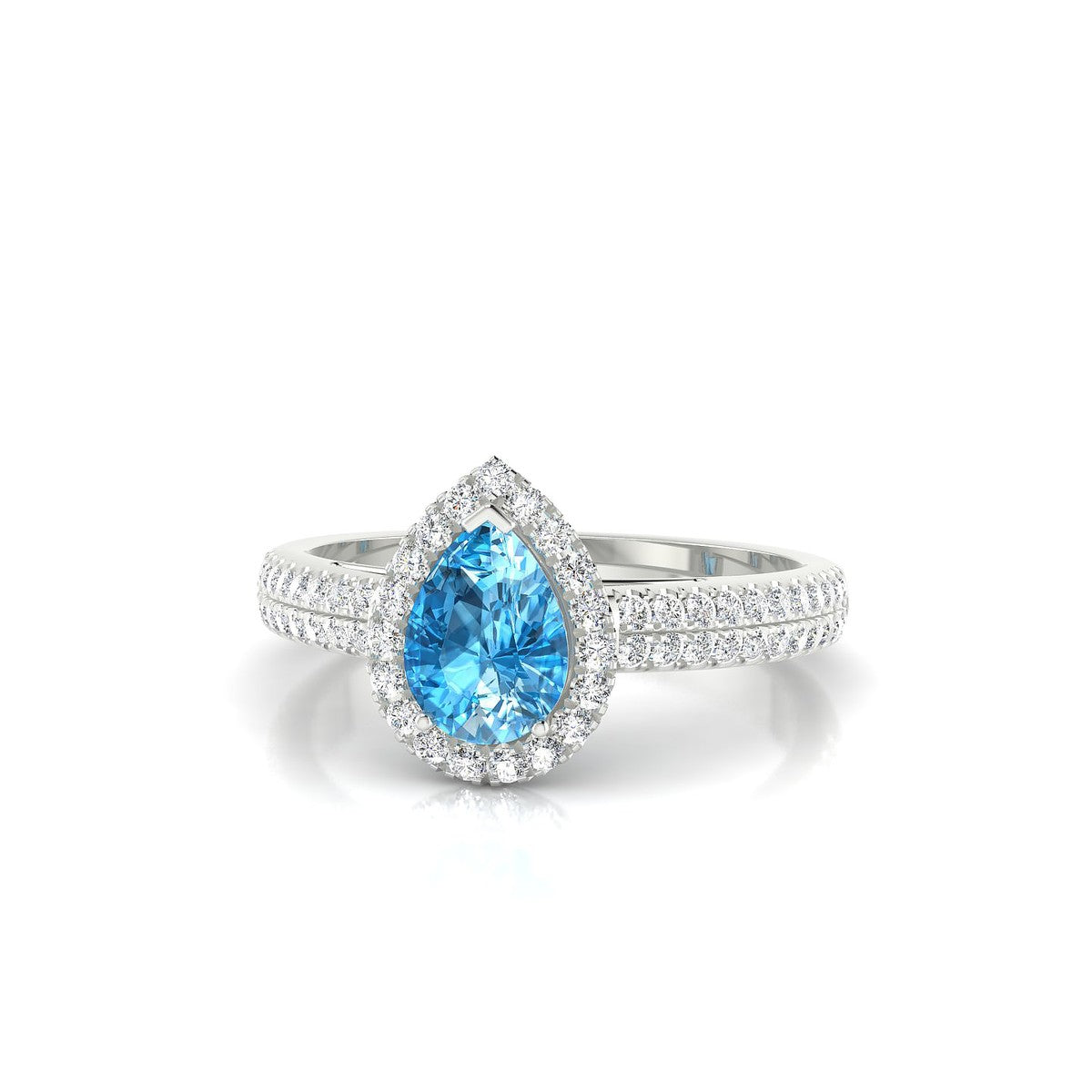 Celeste | 18k White Gold 7 x 5 mm Pear Topaz Ring