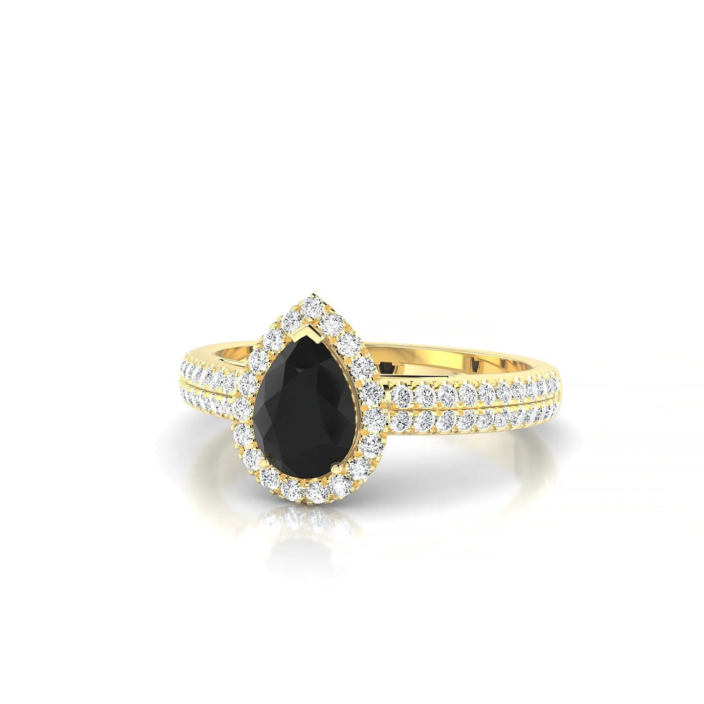 Celeste | 18k Yellow Gold 7 x 5 mm Pear Black Diamond Ring