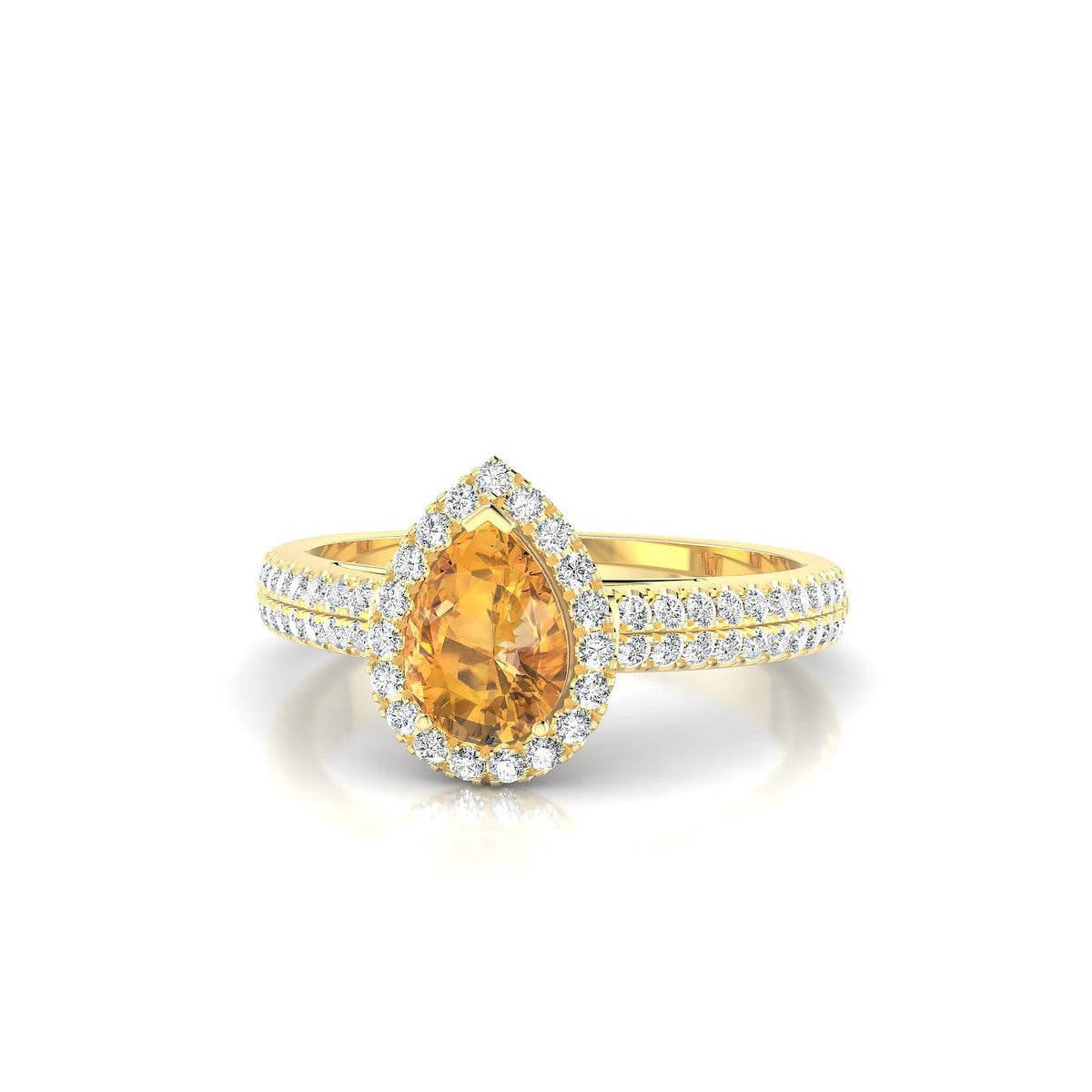 Celeste | 18k Yellow Gold 7 x 5 mm Pear Citrine Ring