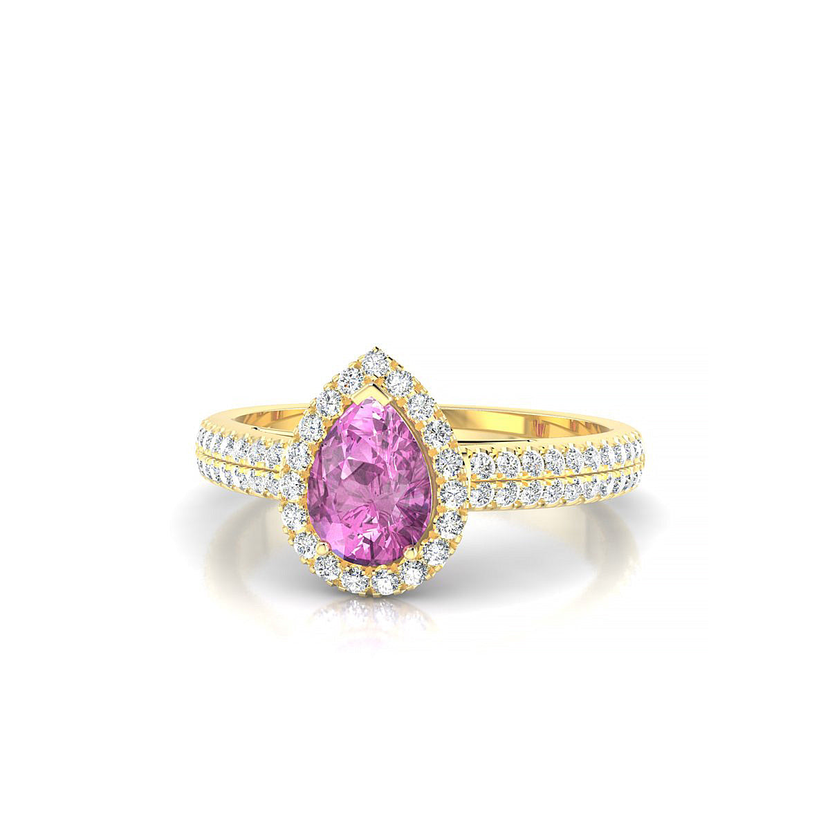 Celeste | 18k Yellow Gold 7 x 5 mm Pear Pink Sapphire Ring