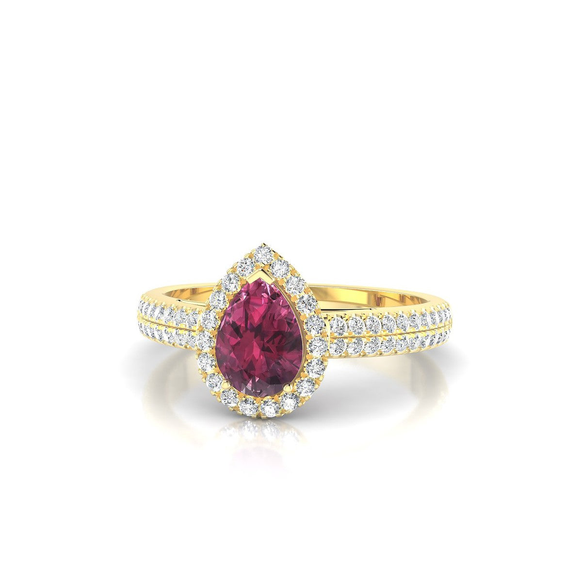 Celeste | 18k Yellow Gold 7 x 5 mm Pear Rhodolite Ring