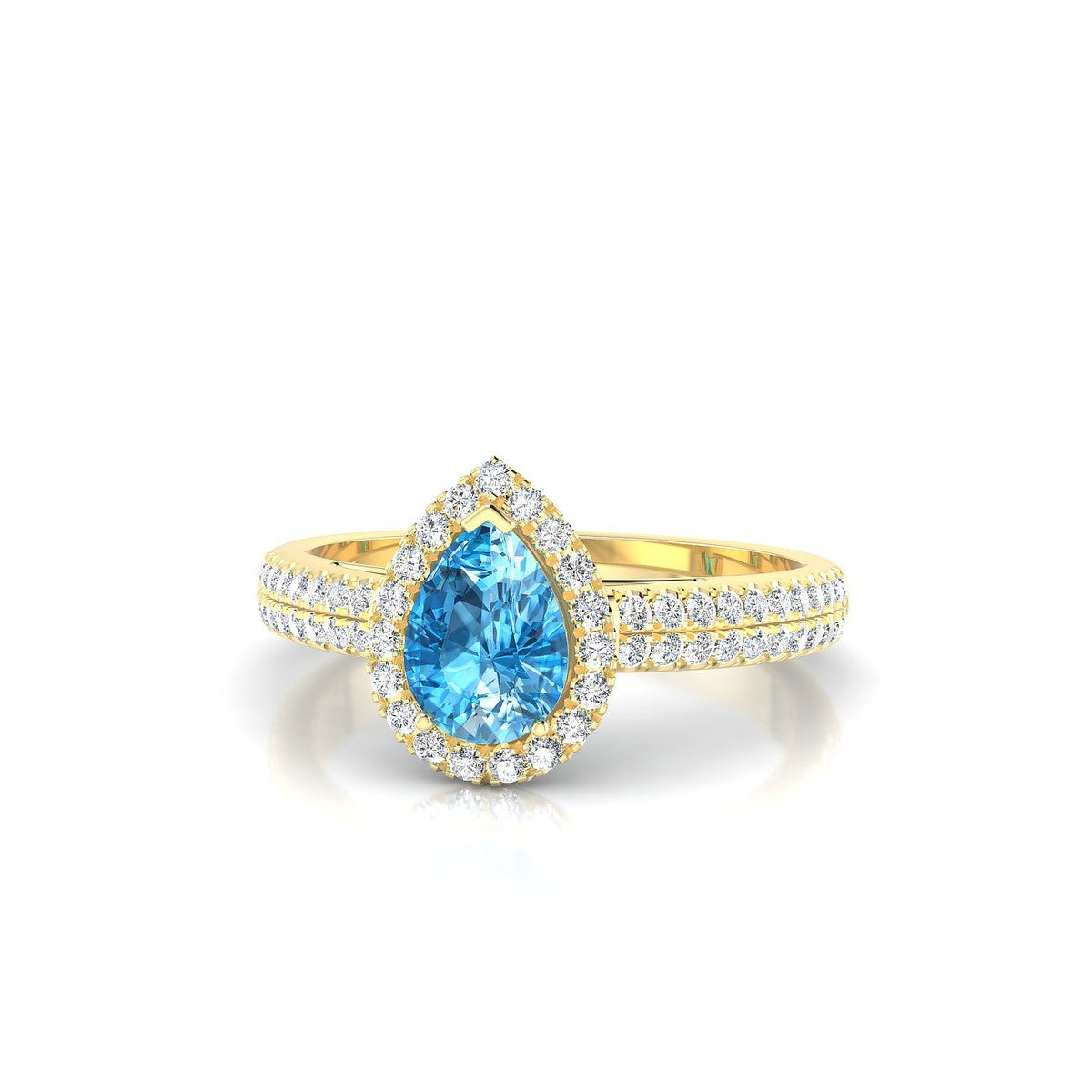 Celeste | 18k Yellow Gold 7 x 5 mm Pear Topaz Ring