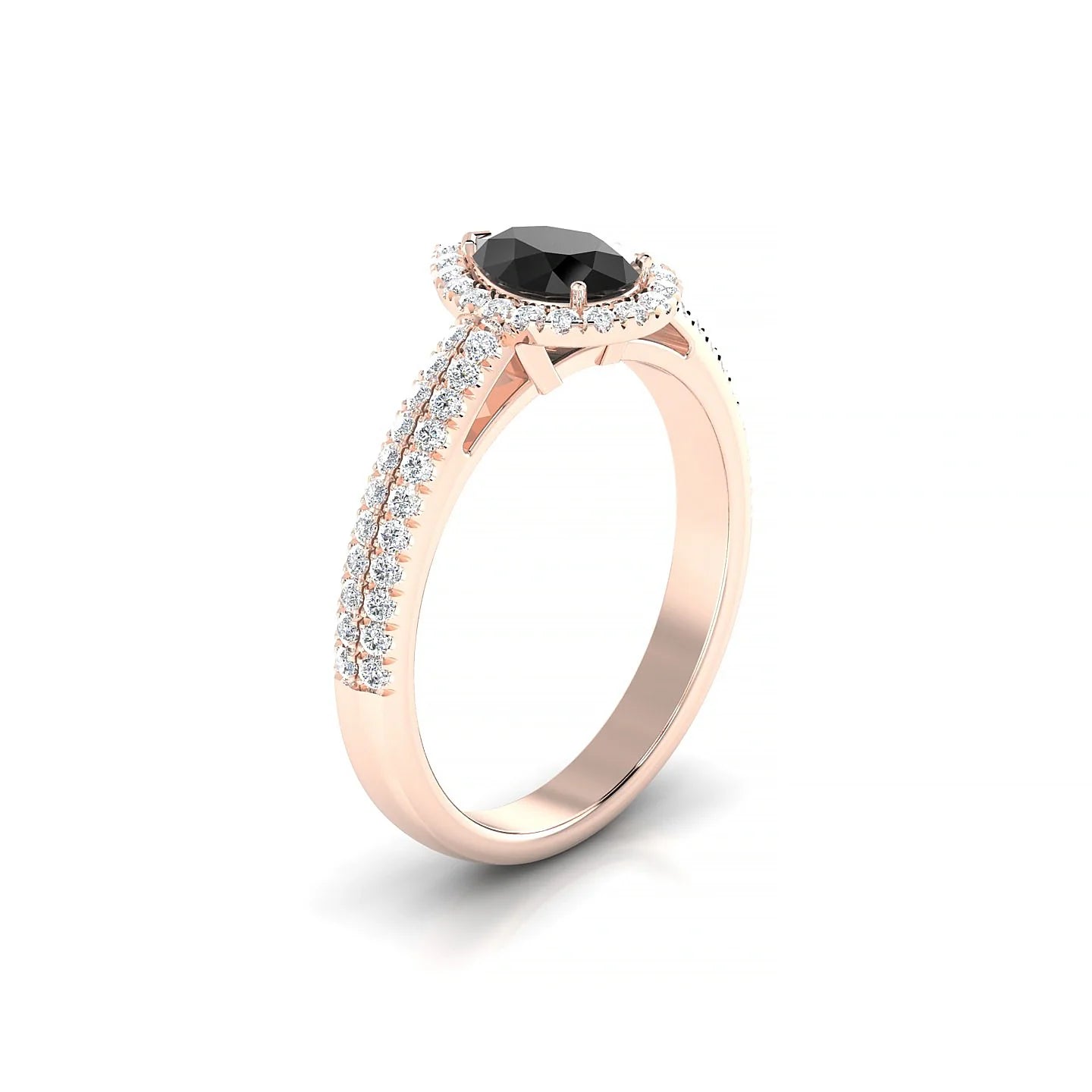 Celeste | 18k Rose Gold 7 x 5 mm Pear Black Diamond Ring