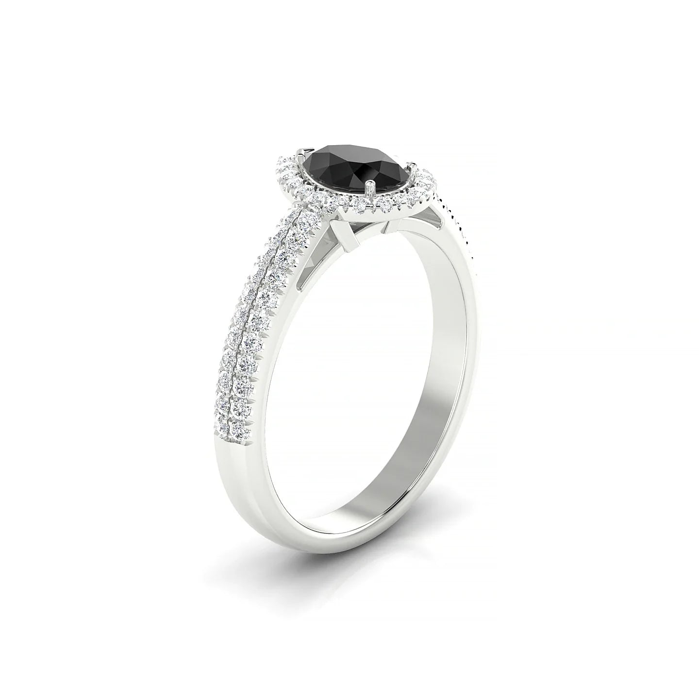 Celeste | 18k White Gold 7 x 5 mm Pear Black Diamond Ring