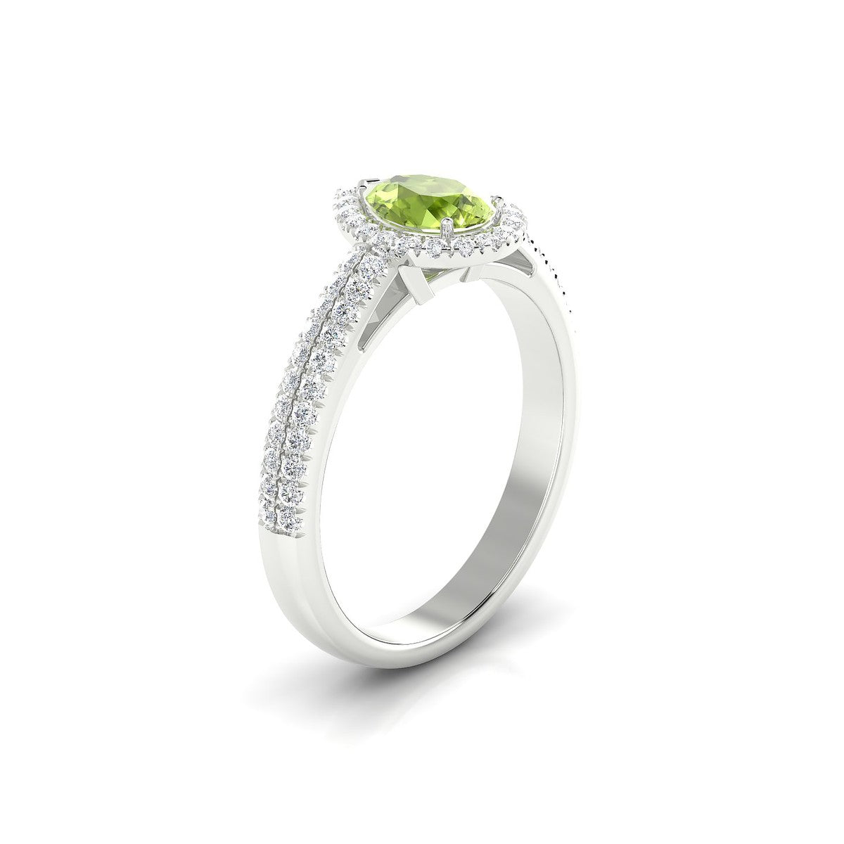 Celeste | 18k White Gold 7 x 5 mm Pear Peridot Ring