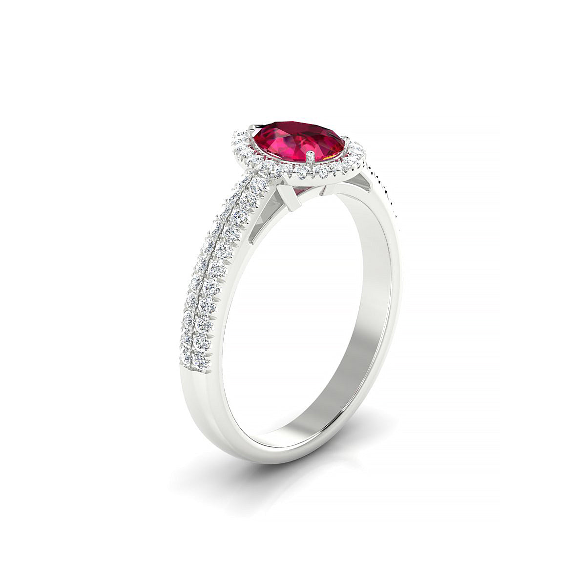 Celeste | 18k White Gold 7 x 5 mm Pear Ruby Ring