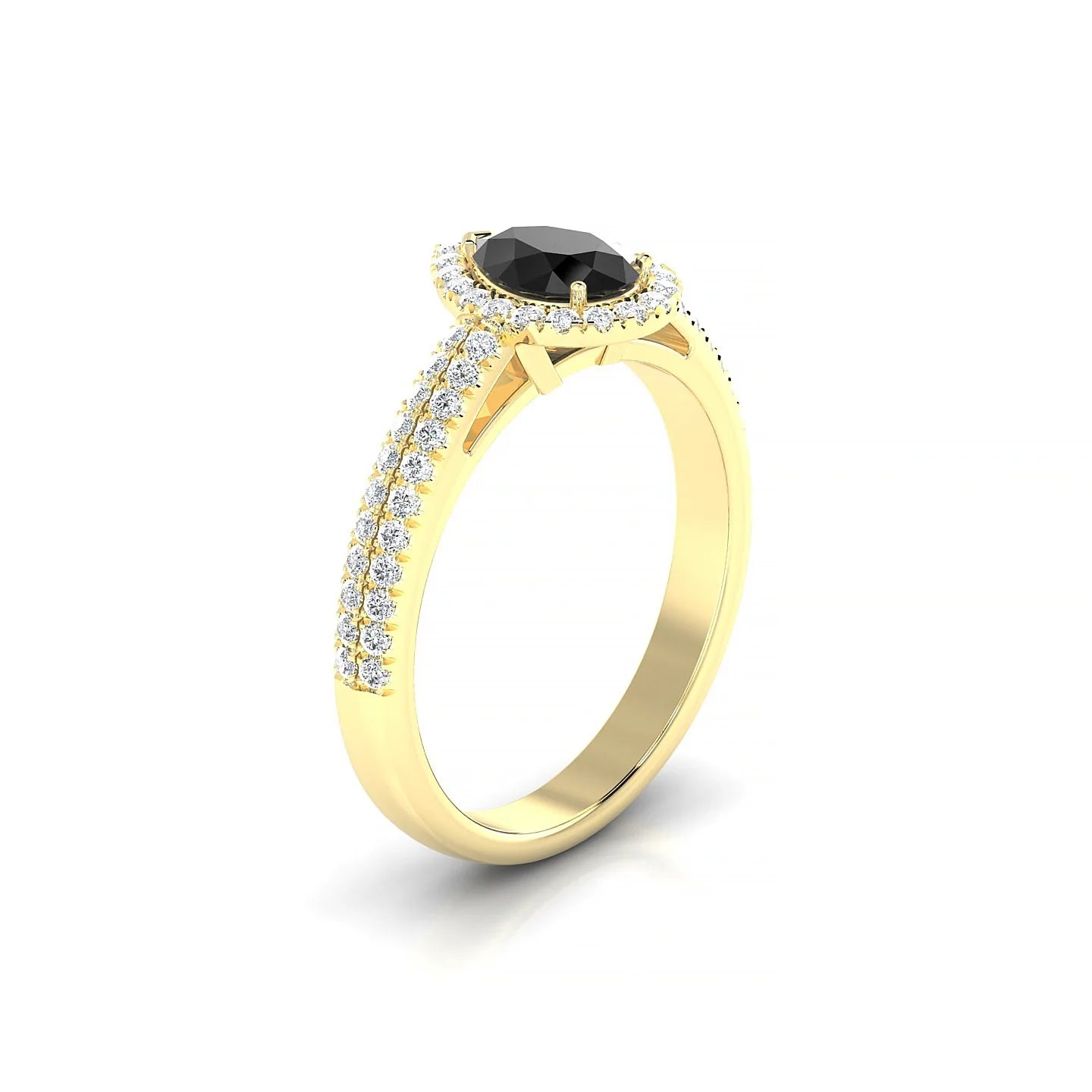 Celeste | 18k Yellow Gold 7 x 5 mm Pear Black Diamond Ring