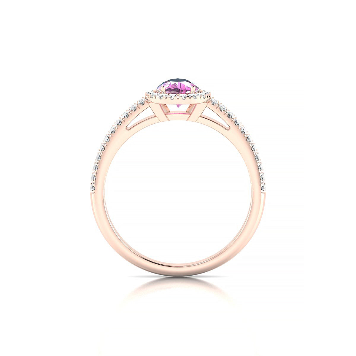 Celeste | 18k Rose Gold 7 x 5 mm Pear Pink Sapphire Ring