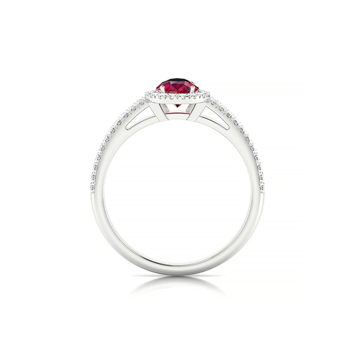Celeste | 18k White Gold 7 x 5 mm Pear Ruby Ring