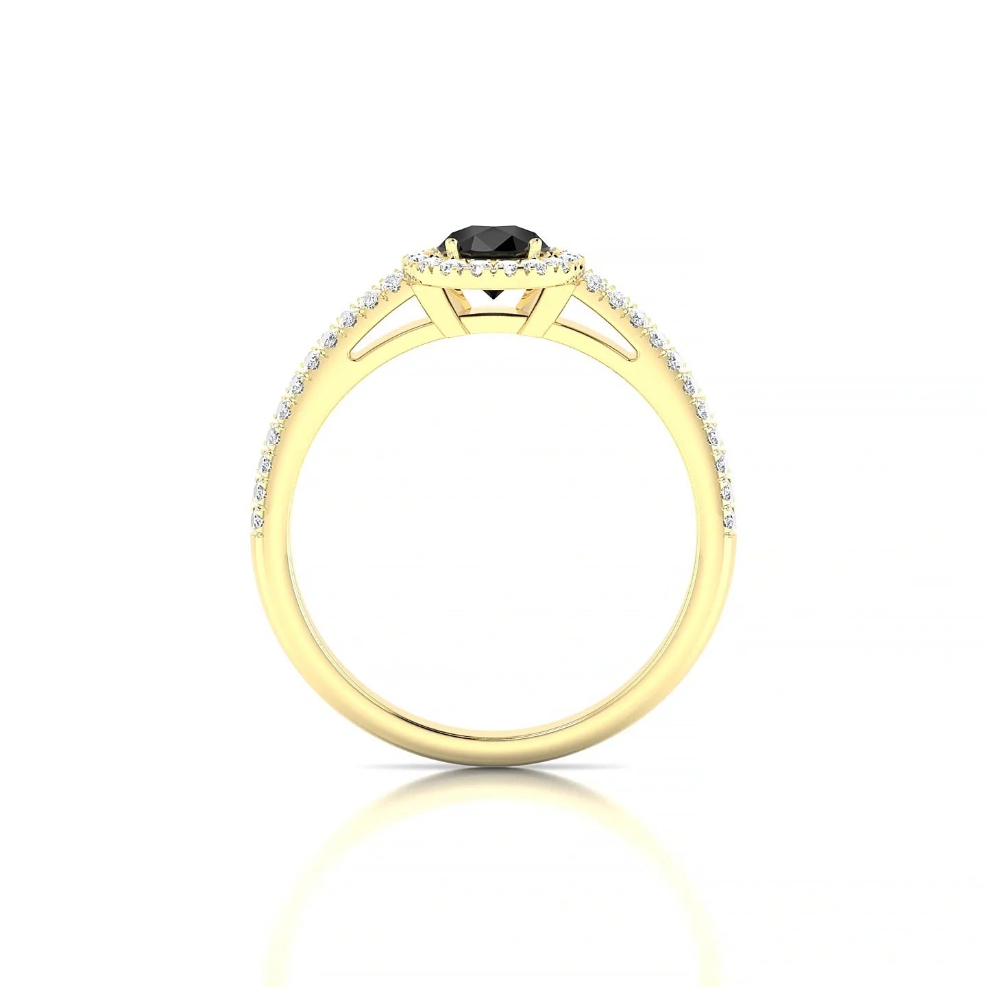 Celeste | 18k Yellow Gold 7 x 5 mm Pear Black Diamond Ring