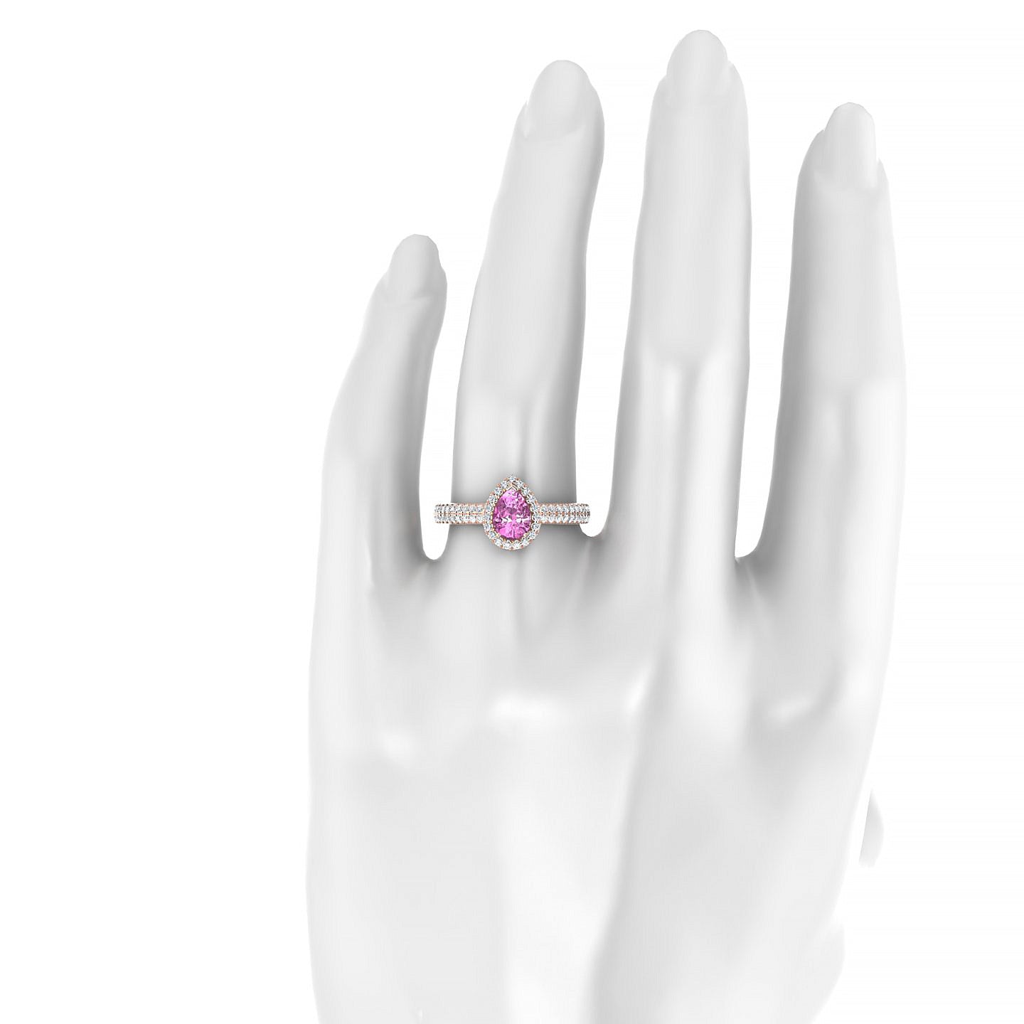 Celeste | 18k Rose Gold 7 x 5 mm Pear Pink Sapphire Ring