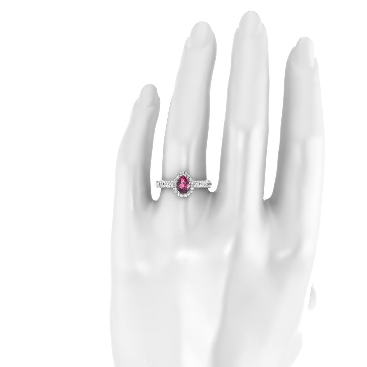 Celeste | 18k White Gold 7 x 5 mm Pear Rhodolite Ring