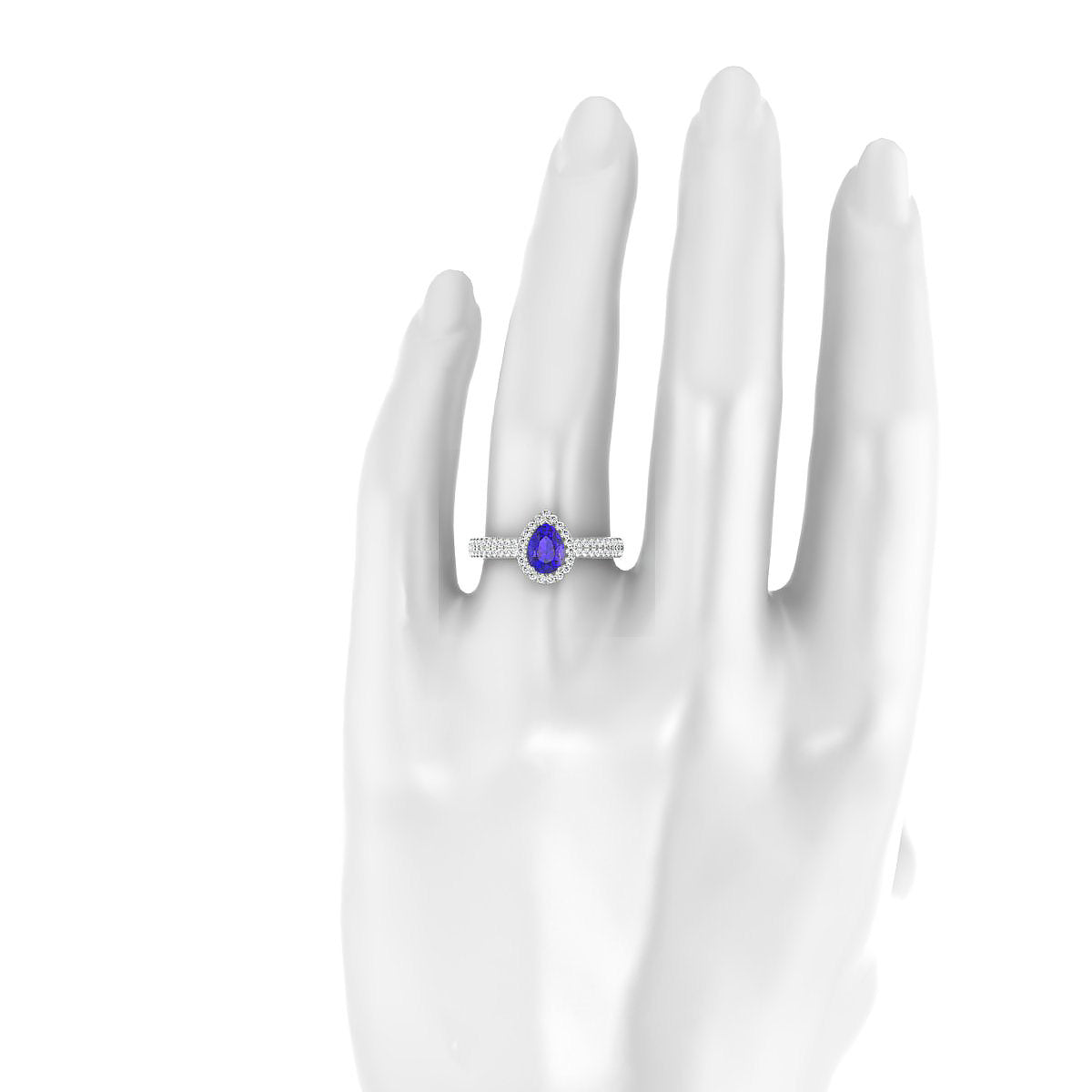 Celeste | 18k White Gold 7 x 5 mm Pear Tanzanite Ring