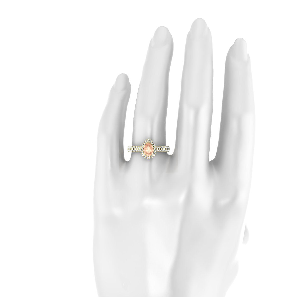 Celeste | 18k Yellow Gold 7 x 5 mm Pear Morganite Ring