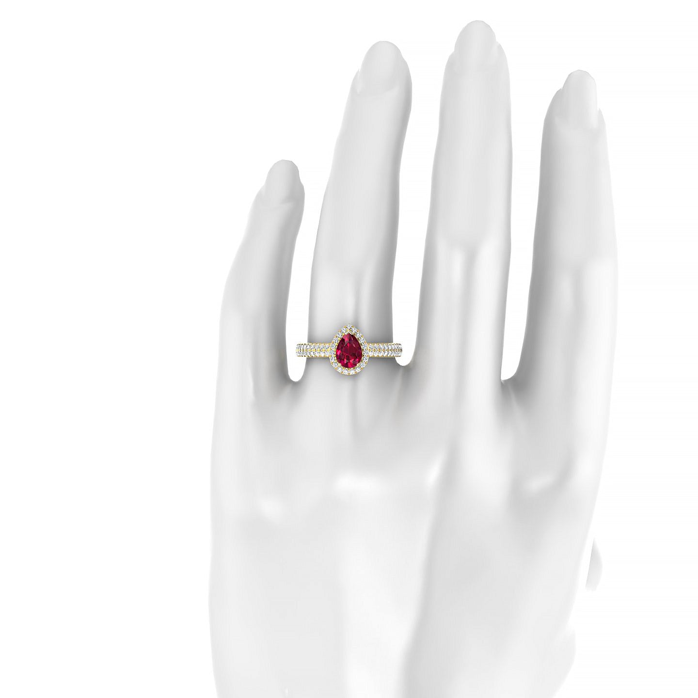 Celeste | 18k Yellow Gold 7 x 5 mm Pear Ruby Ring