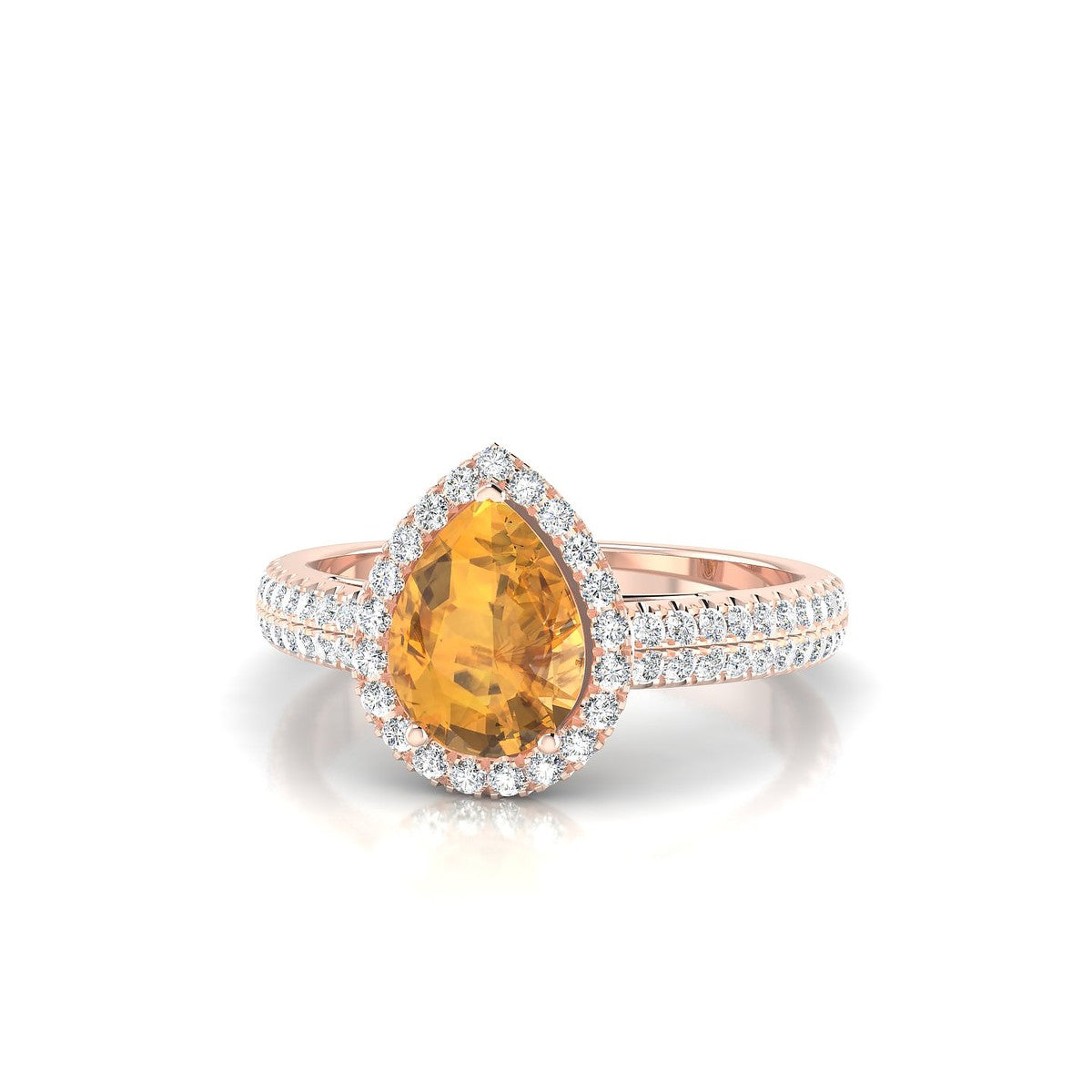 Celeste | 18k Rose Gold 8 x 6 mm Pear Citrine Ring