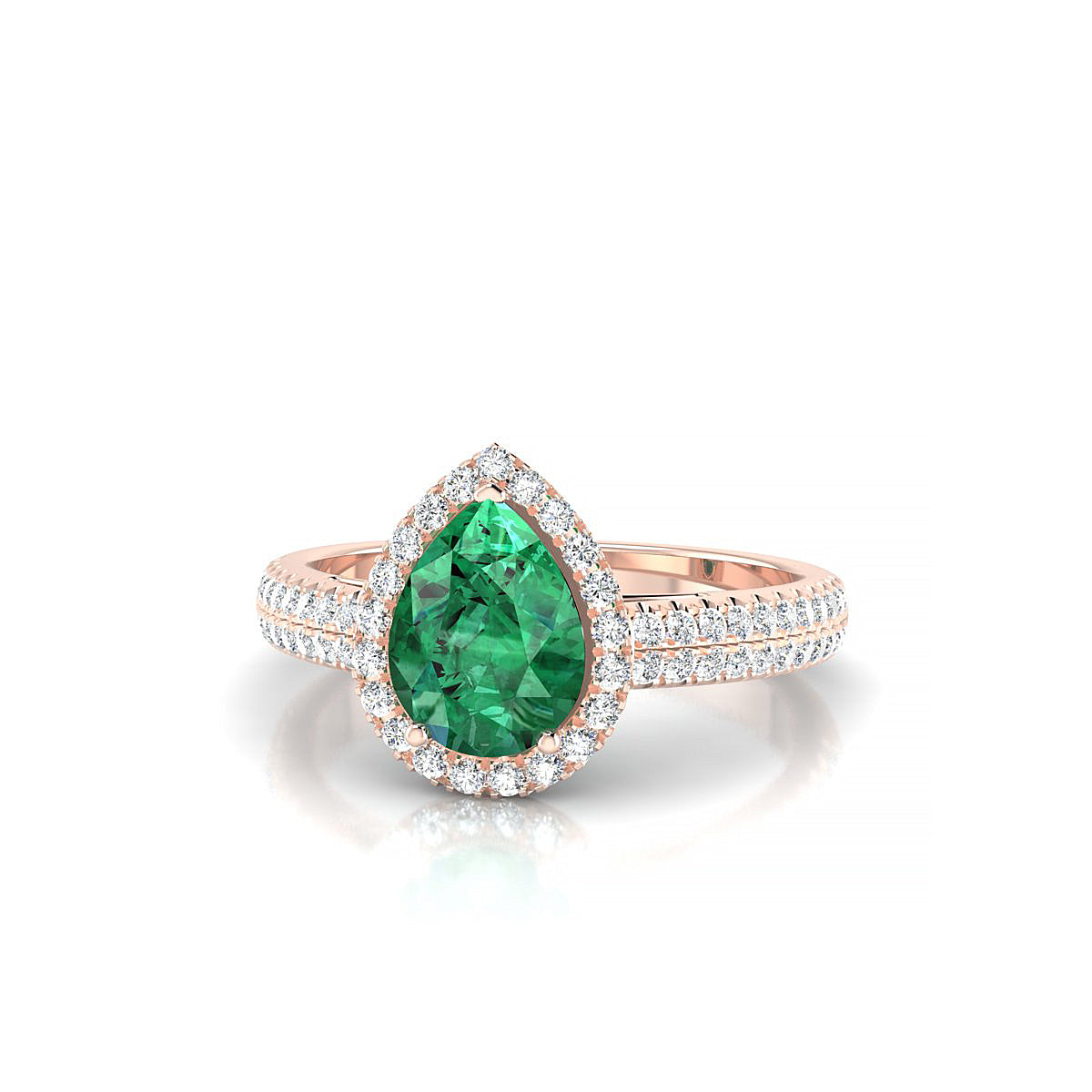 Celeste | 18k Rose Gold 8 x 6 mm Pear Emerald Ring