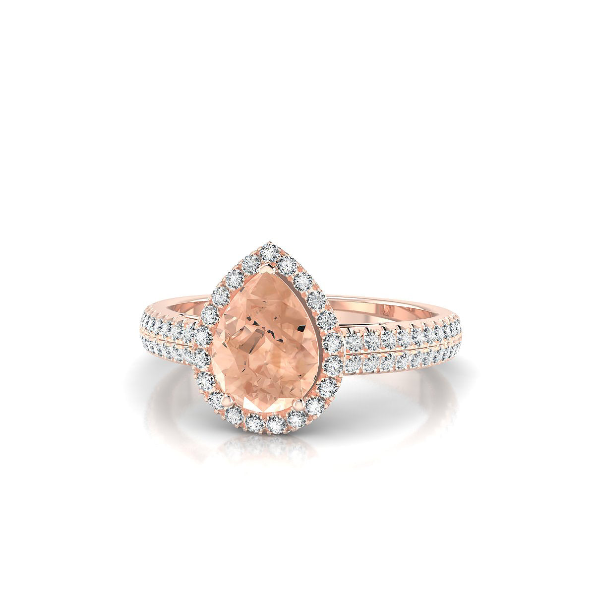 Celeste | 18k Rose Gold 8 x 6 mm Pear Morganite Ring