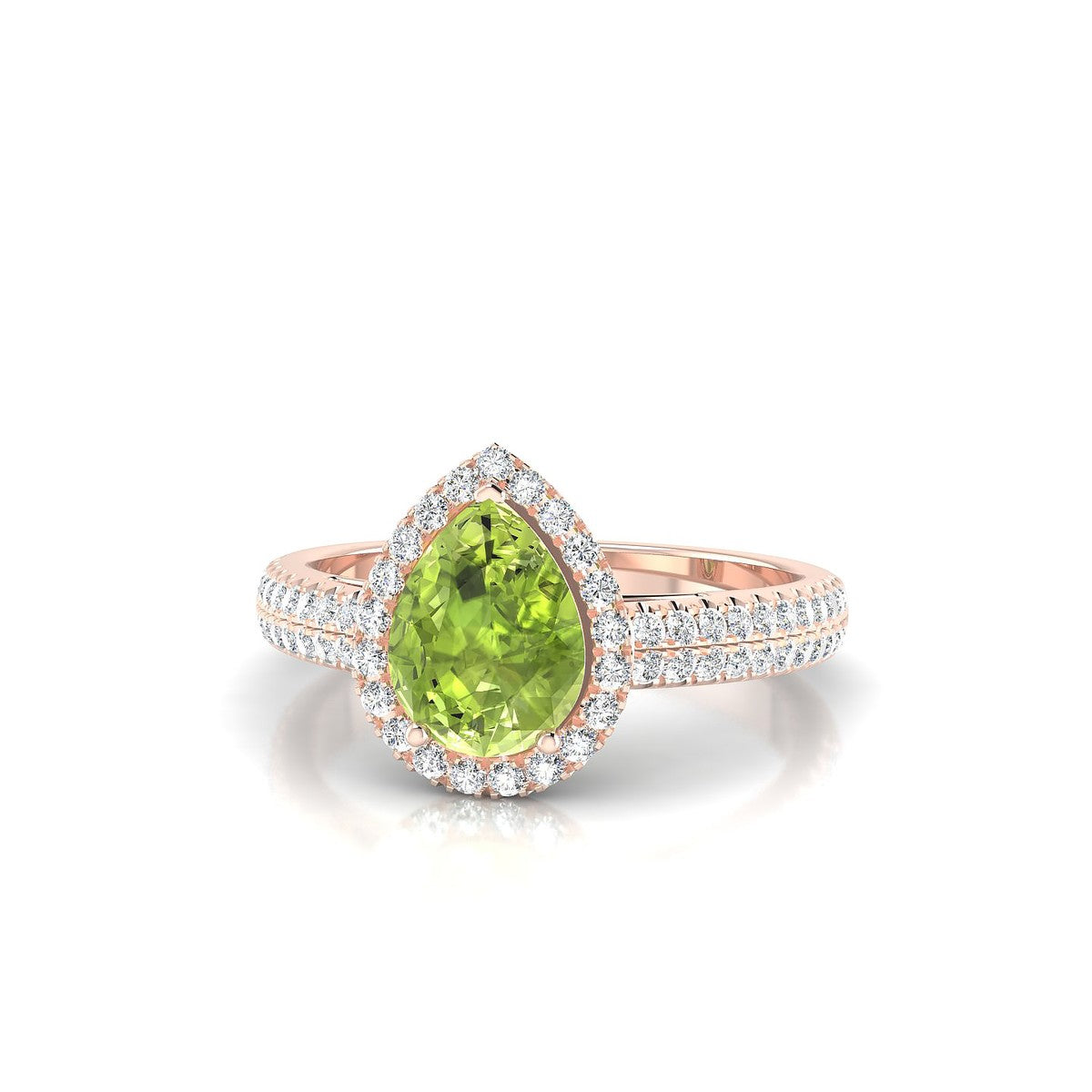 Celeste | 18k Rose Gold 8 x 6 mm Pear Peridot Ring