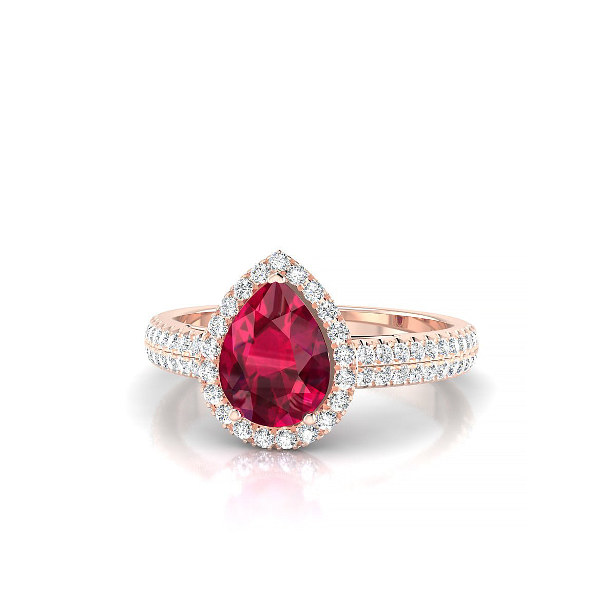 Celeste | 18k Rose Gold 8 x 6 mm Pear Ruby Ring