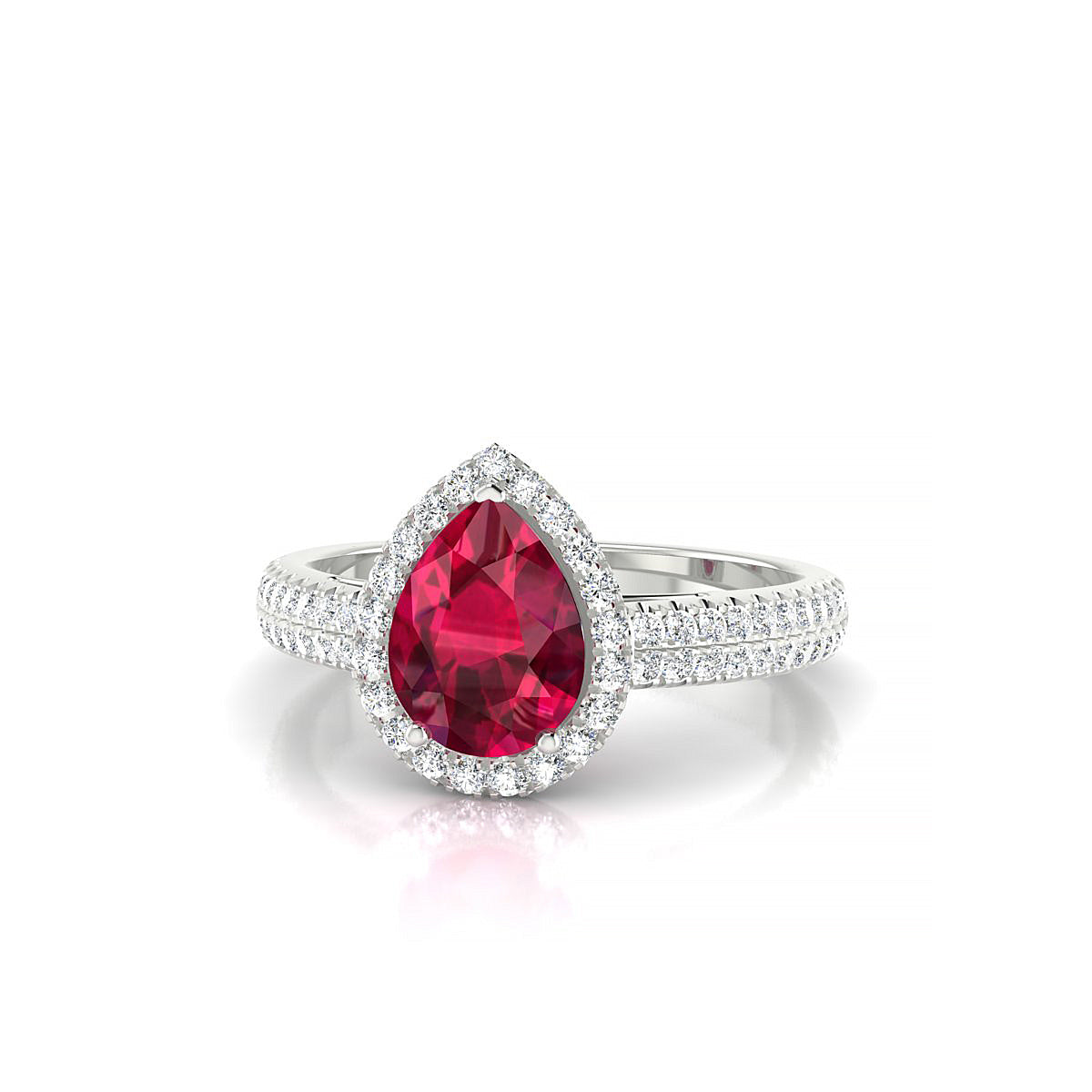 Celeste | 18k White Gold 8 x 6 mm Pear Ruby Ring