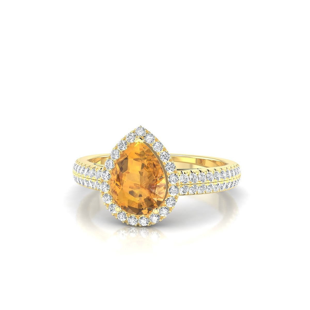 Celeste | 18k Yellow Gold 8 x 6 mm Pear Citrine Ring