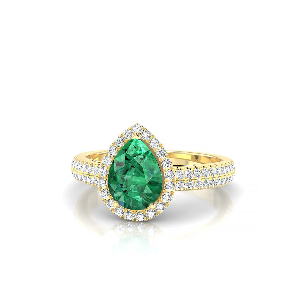 Celeste | 18k Yellow Gold 8 x 6 mm Pear Emerald Ring