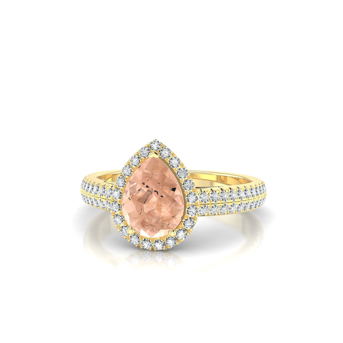 Celeste | 18k Yellow Gold 8 x 6 mm Pear Morganite Ring