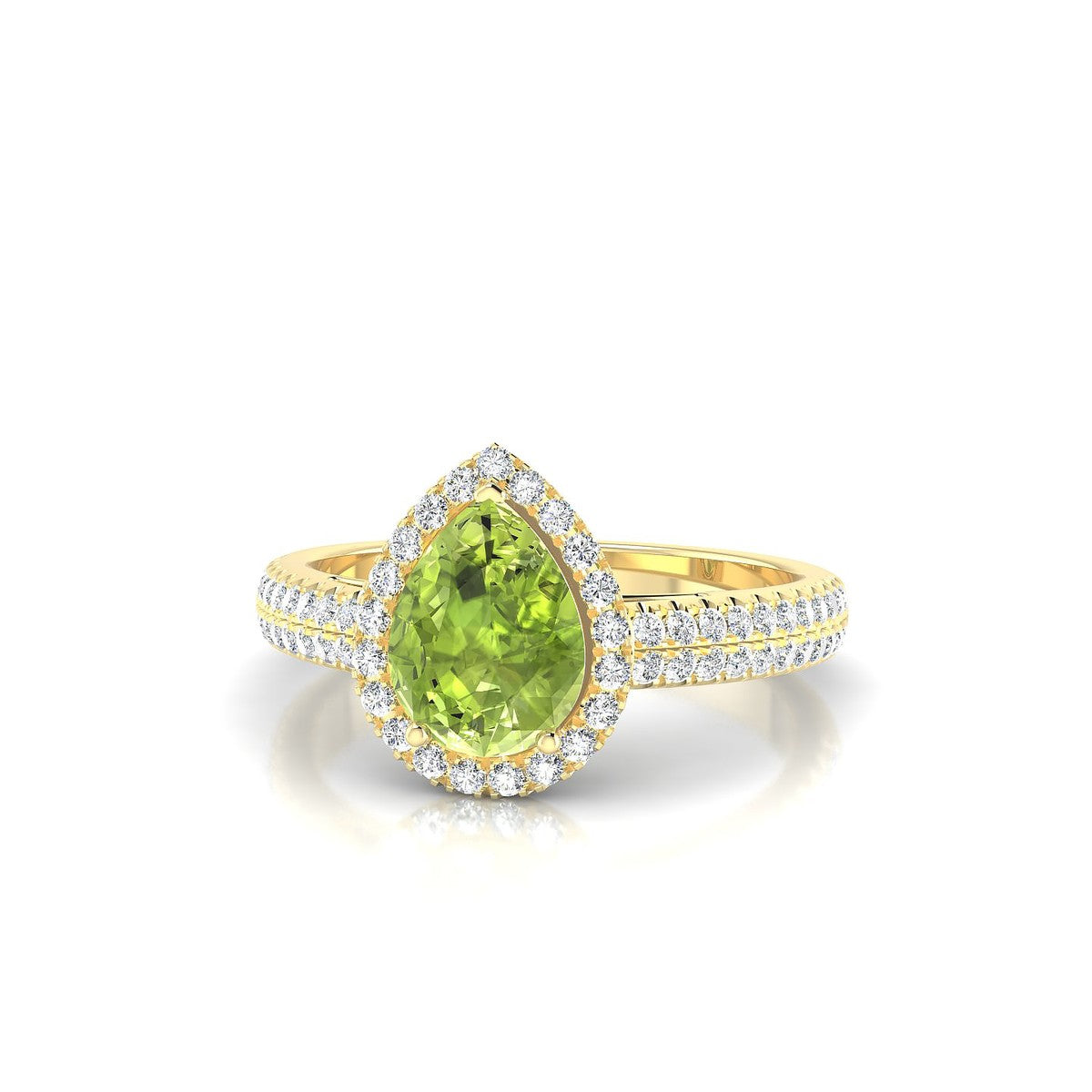 Celeste | 18k Yellow Gold 8 x 6 mm Pear Peridot Ring