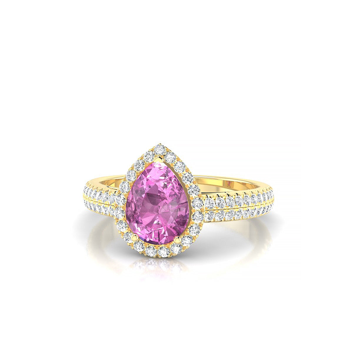 Celeste | 18k Yellow Gold 8 x 6 mm Pear Pink Sapphire Ring