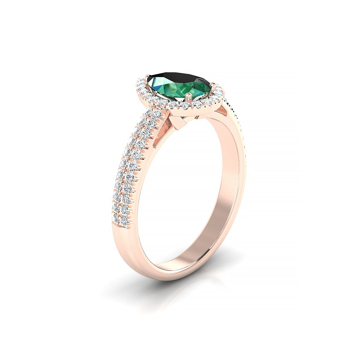 Celeste | 18k Rose Gold 8 x 6 mm Pear Emerald Ring