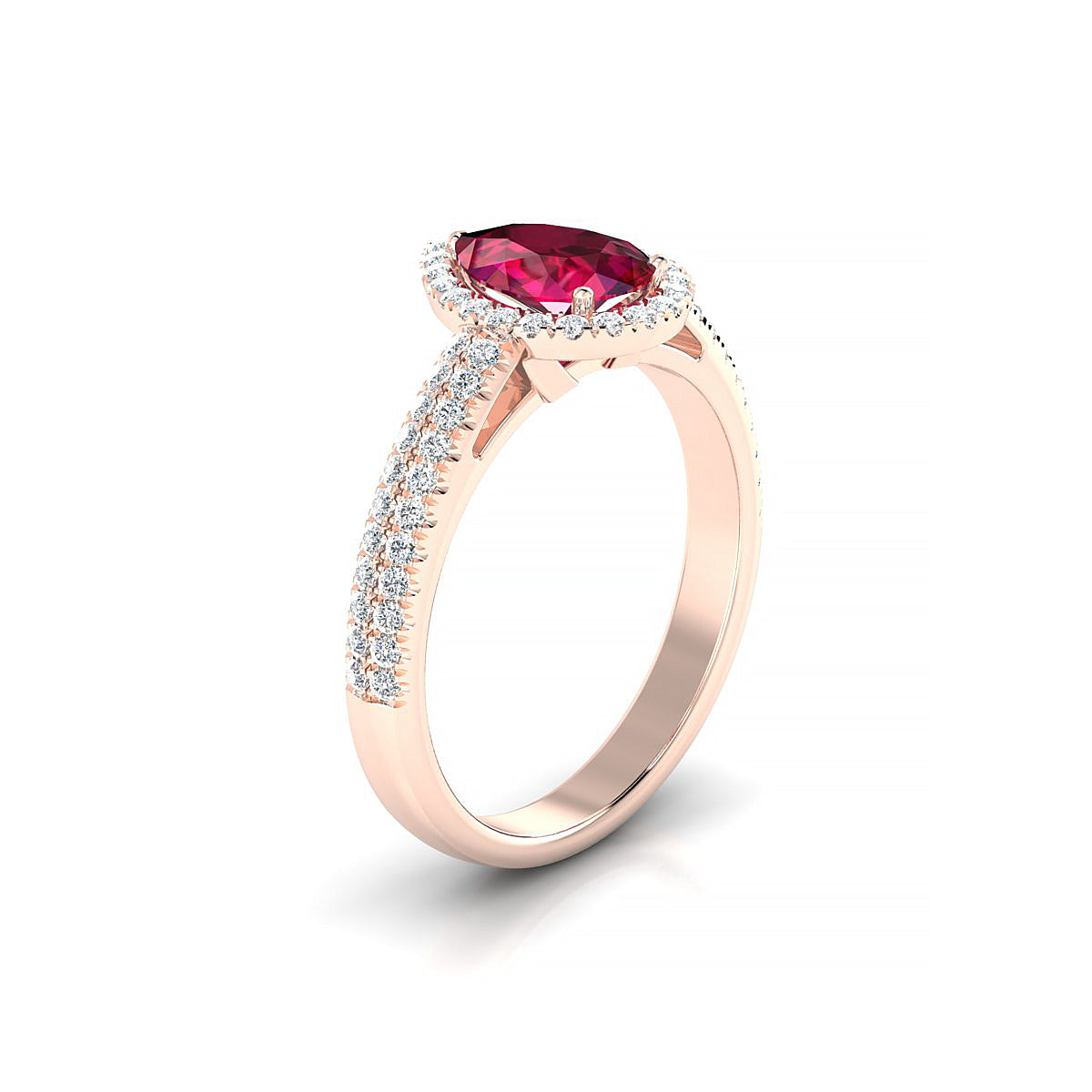 Celeste | 18k Rose Gold 8 x 6 mm Pear Ruby Ring
