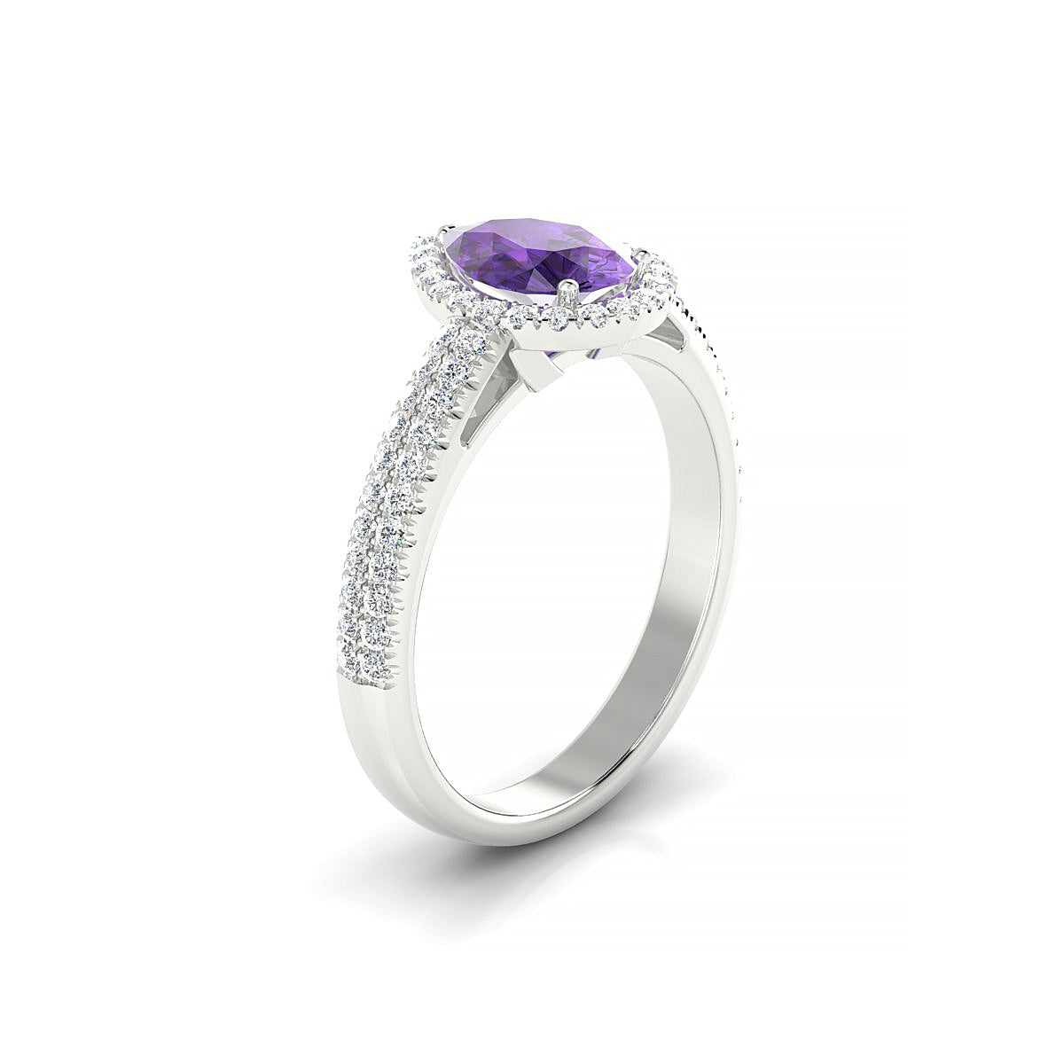 Celeste | 18k White Gold 8 x 6 mm Pear Amethyst Ring