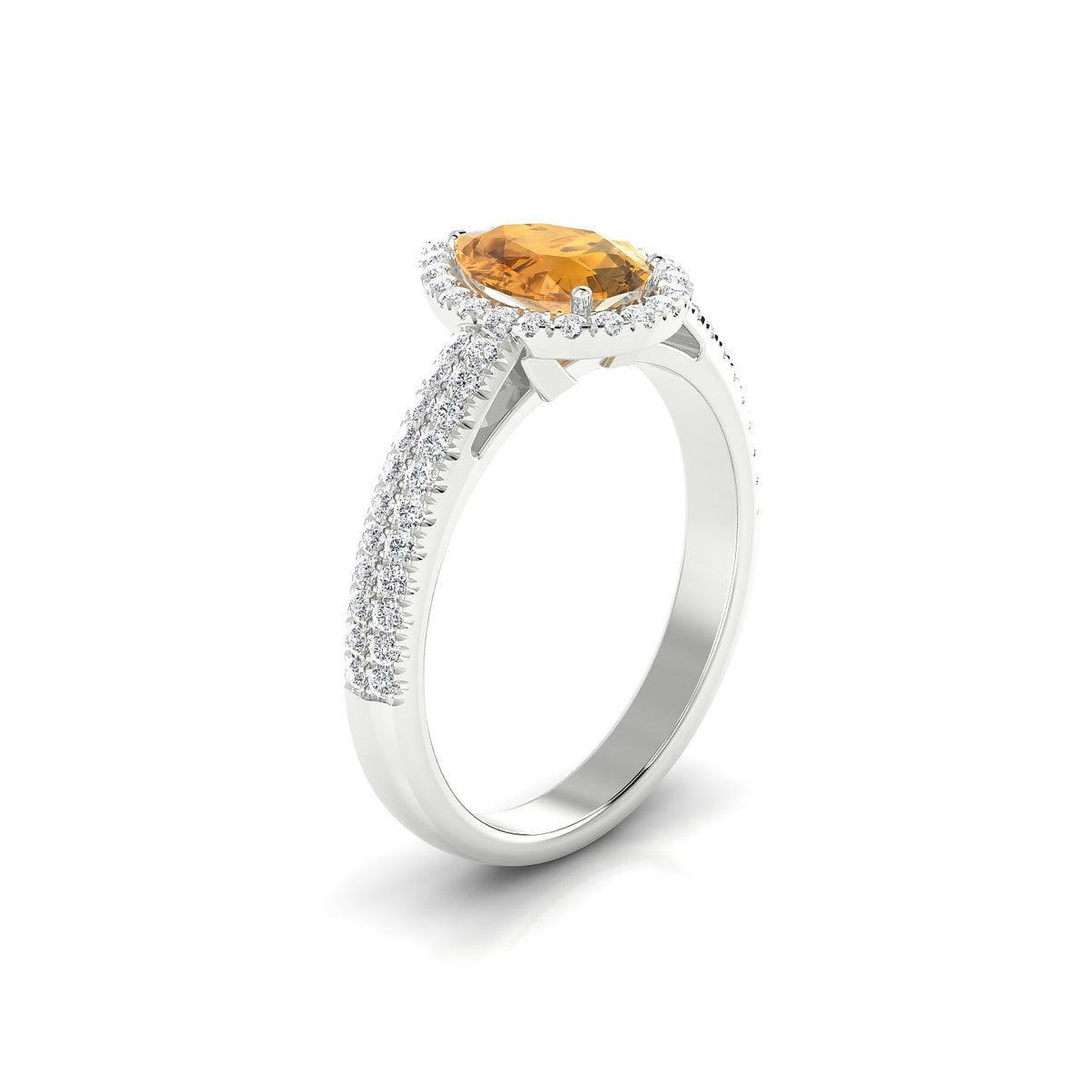 Celeste | 18k White Gold 8 x 6 mm Pear Citrine Ring